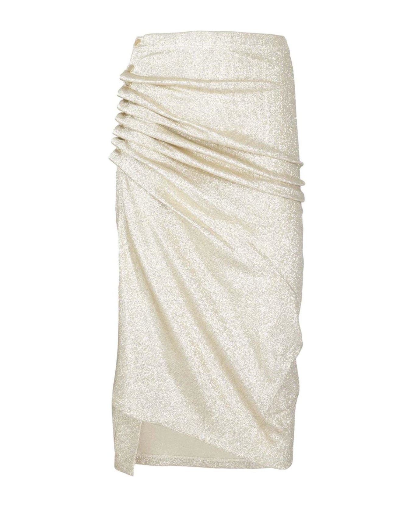 Paco Rabanne Glitter High-waist Skirt - Silver Gold