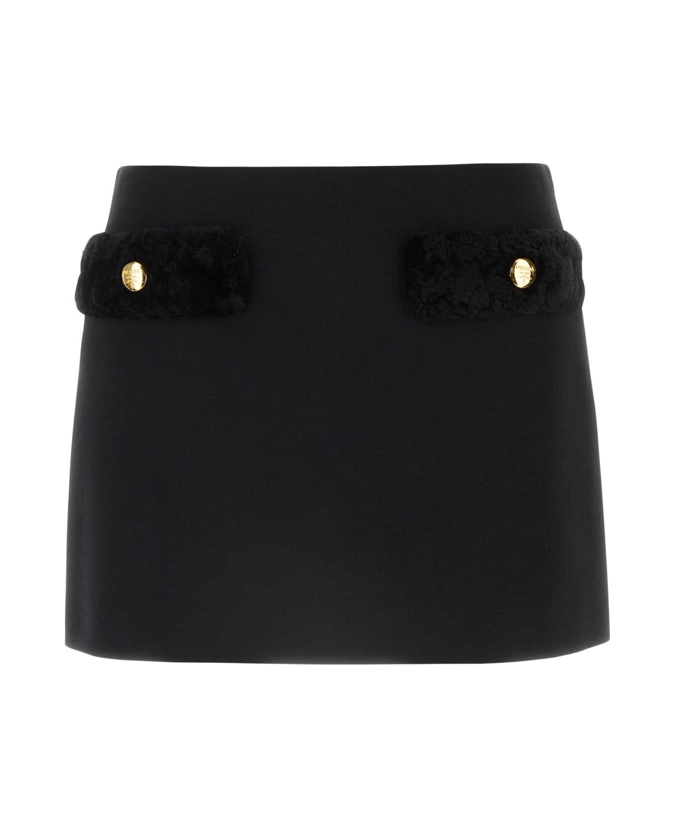 Prada Black Wool Mini Skirt - NERO