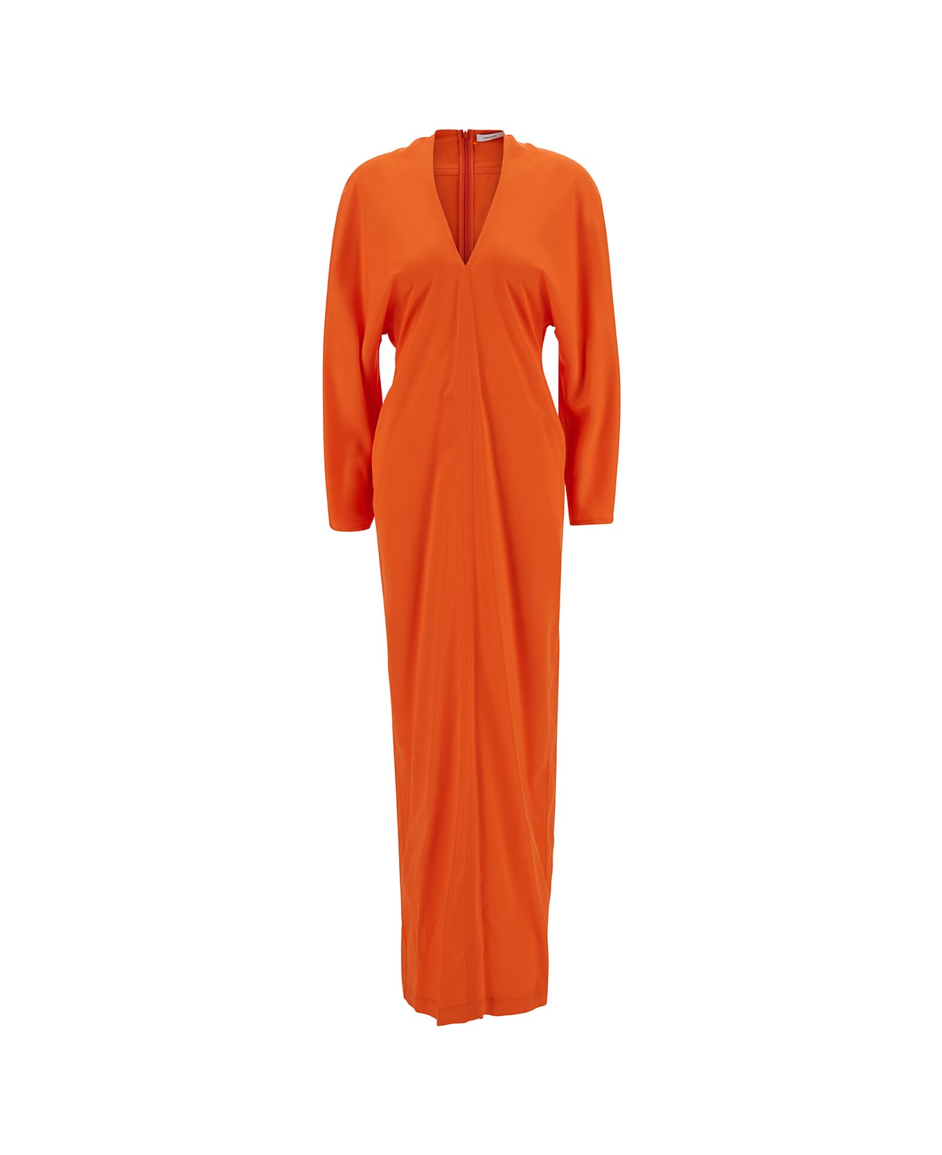 Ferragamo Long Orange Dress With Kimono Sleeves In Stretch Viscose Woman - Orange