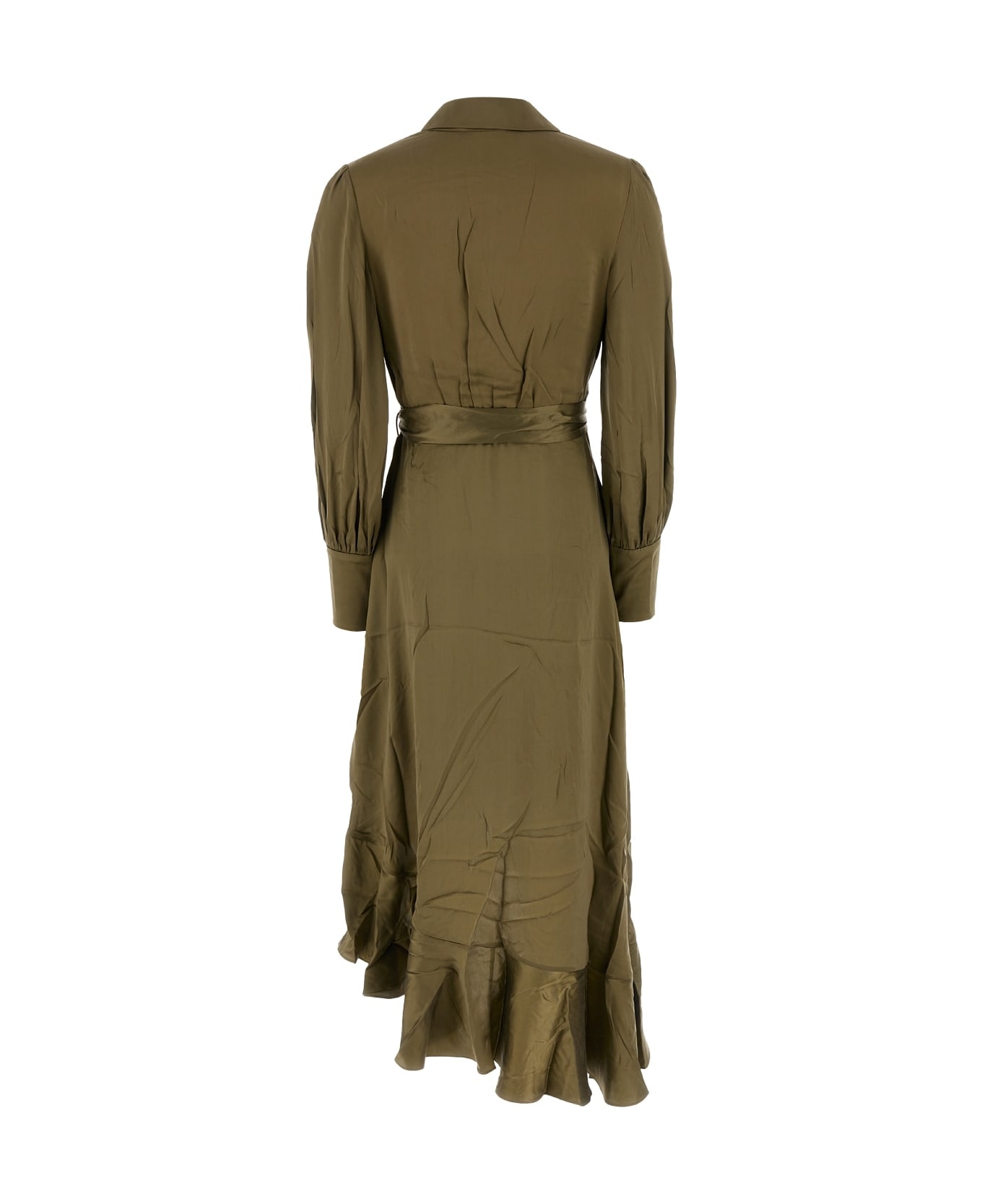 Zimmermann Silk Wrap Midi Dress - KHAKI