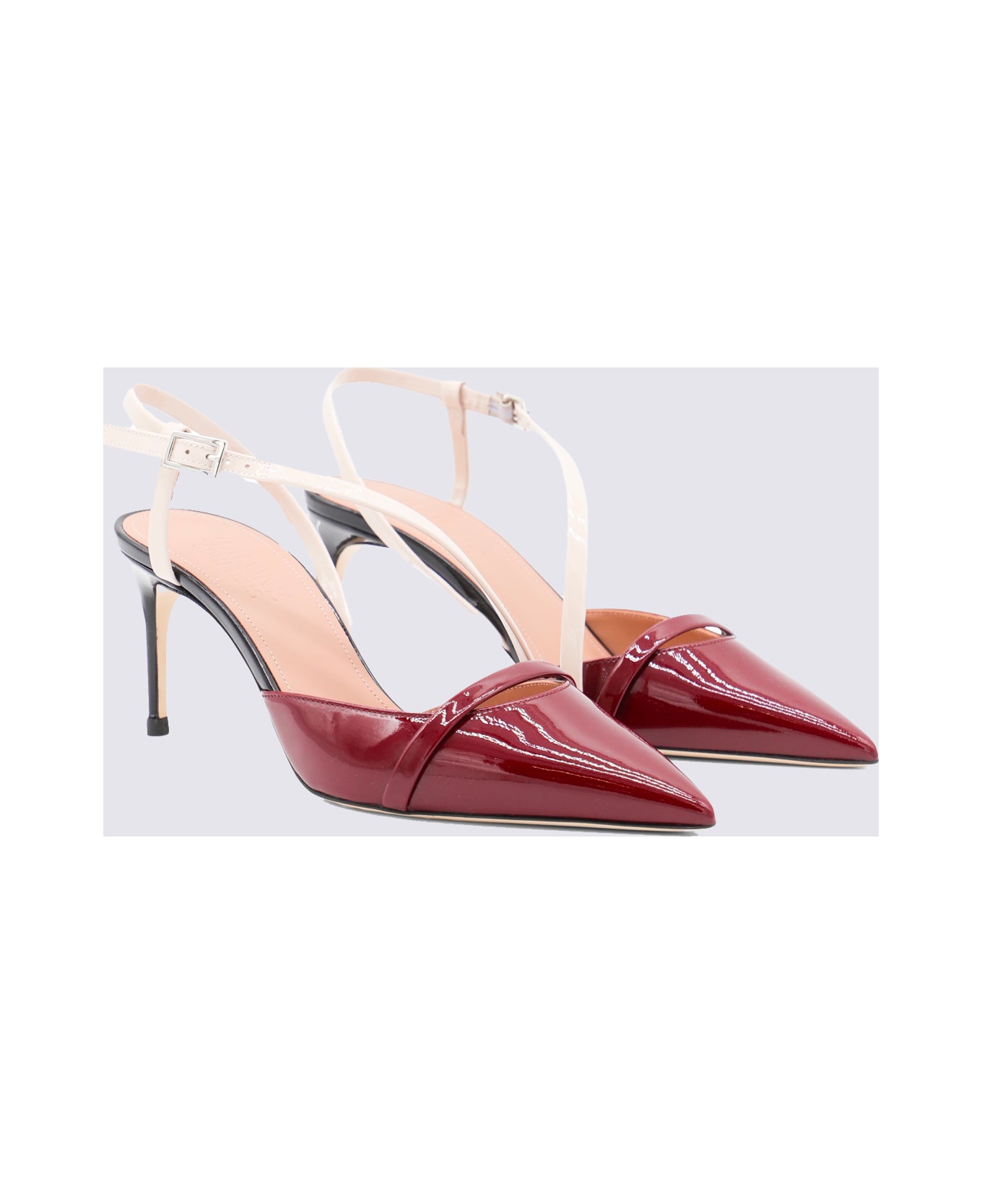 Malone Souliers Red And Black Leather Valeria 70-7 Pumps - ROSEWOOD/SHEEL