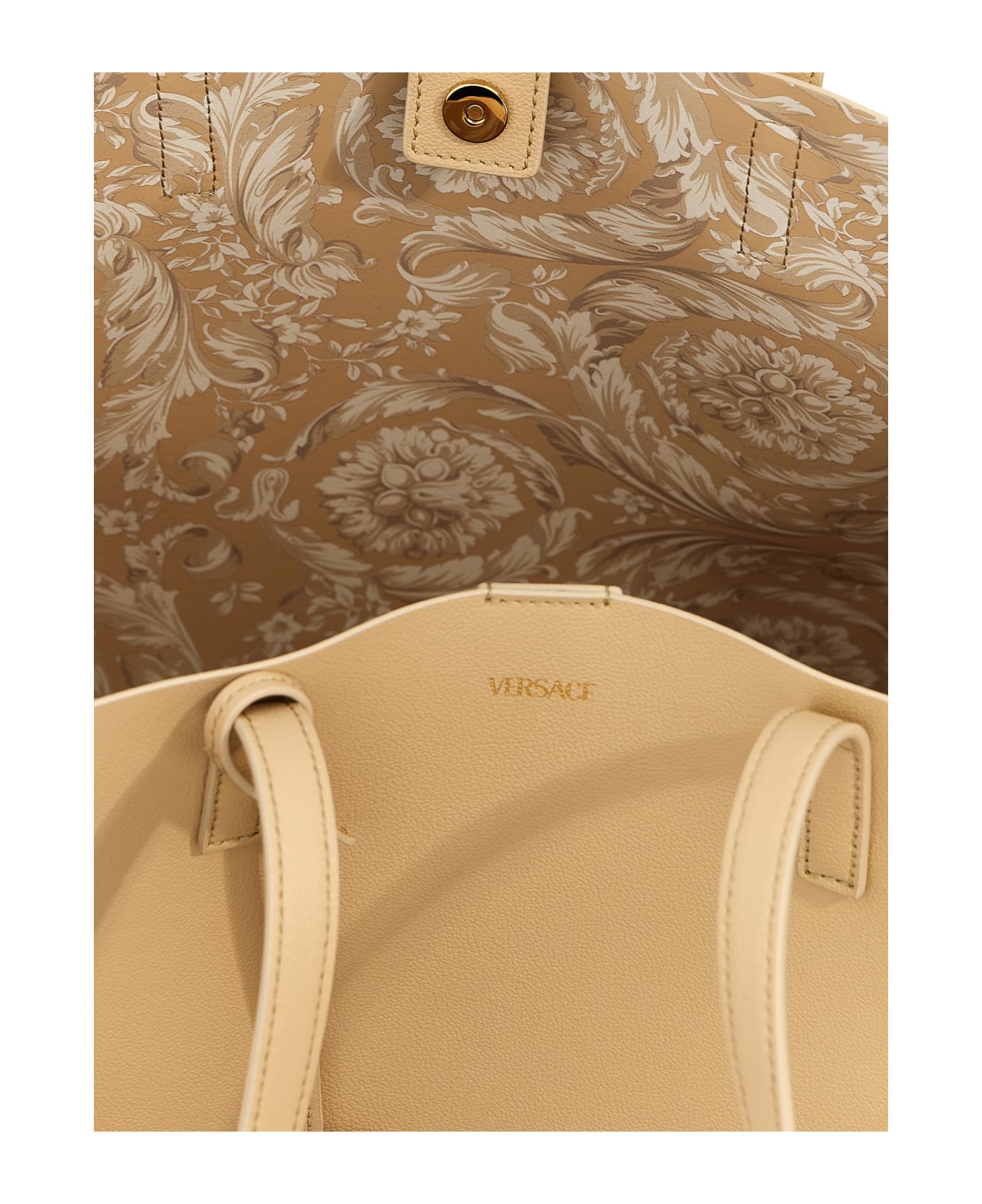 Versace 'virtus' Shopping Bag - Beige