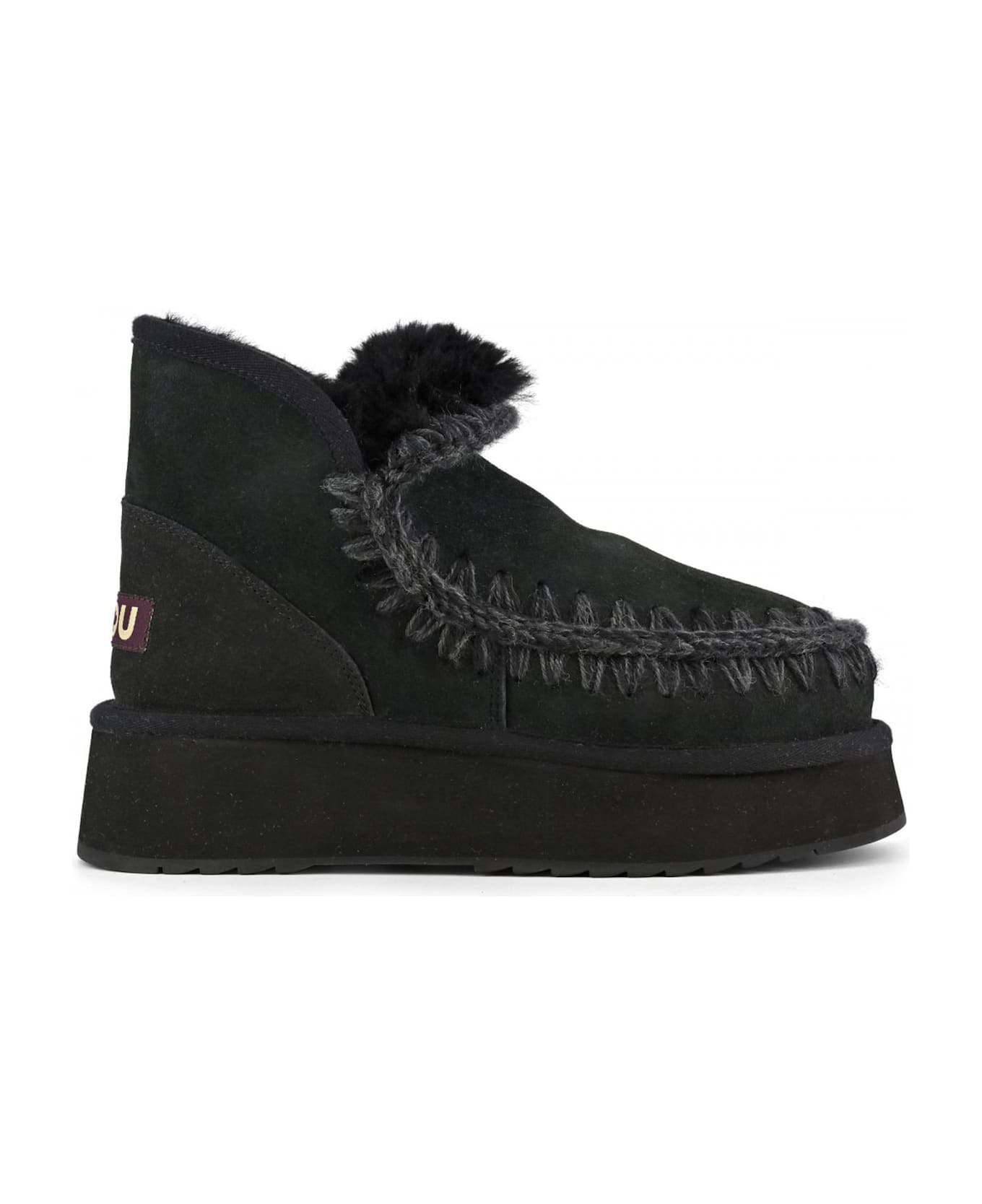 Mou Mini Eskimo Platform Boot In Black Suede - Black