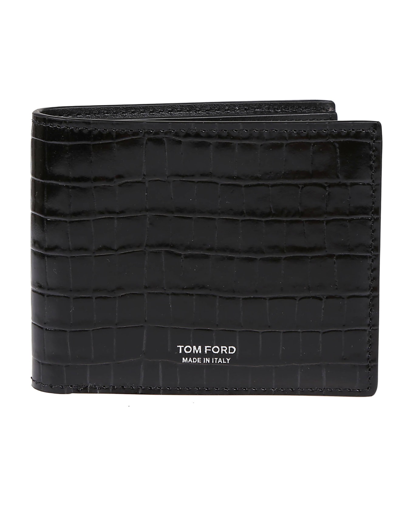 Tom Ford Croco Embossed Logo Wallet - Black 財布