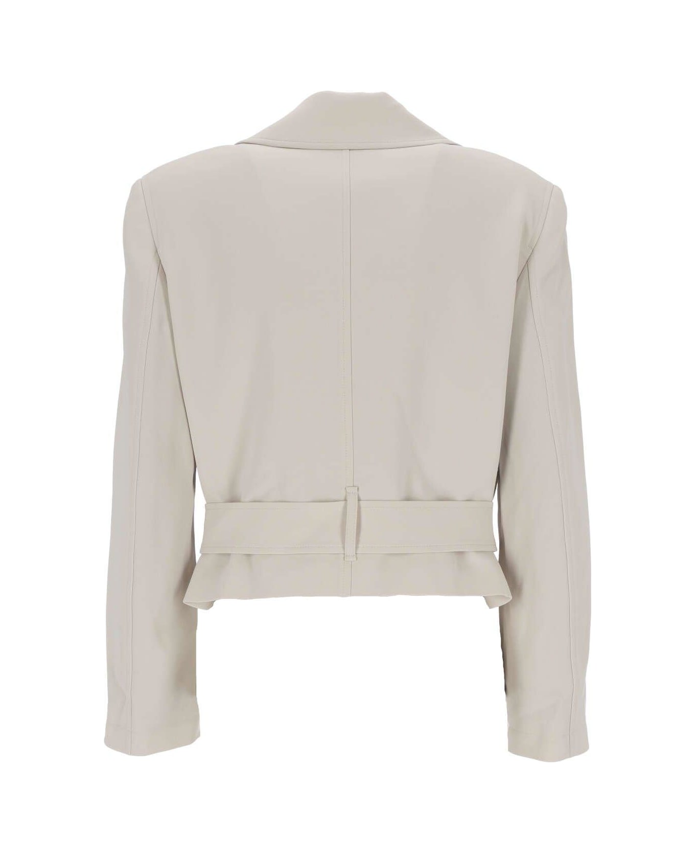 Theory Double-breasted Belted Cropped Coat - Pumice