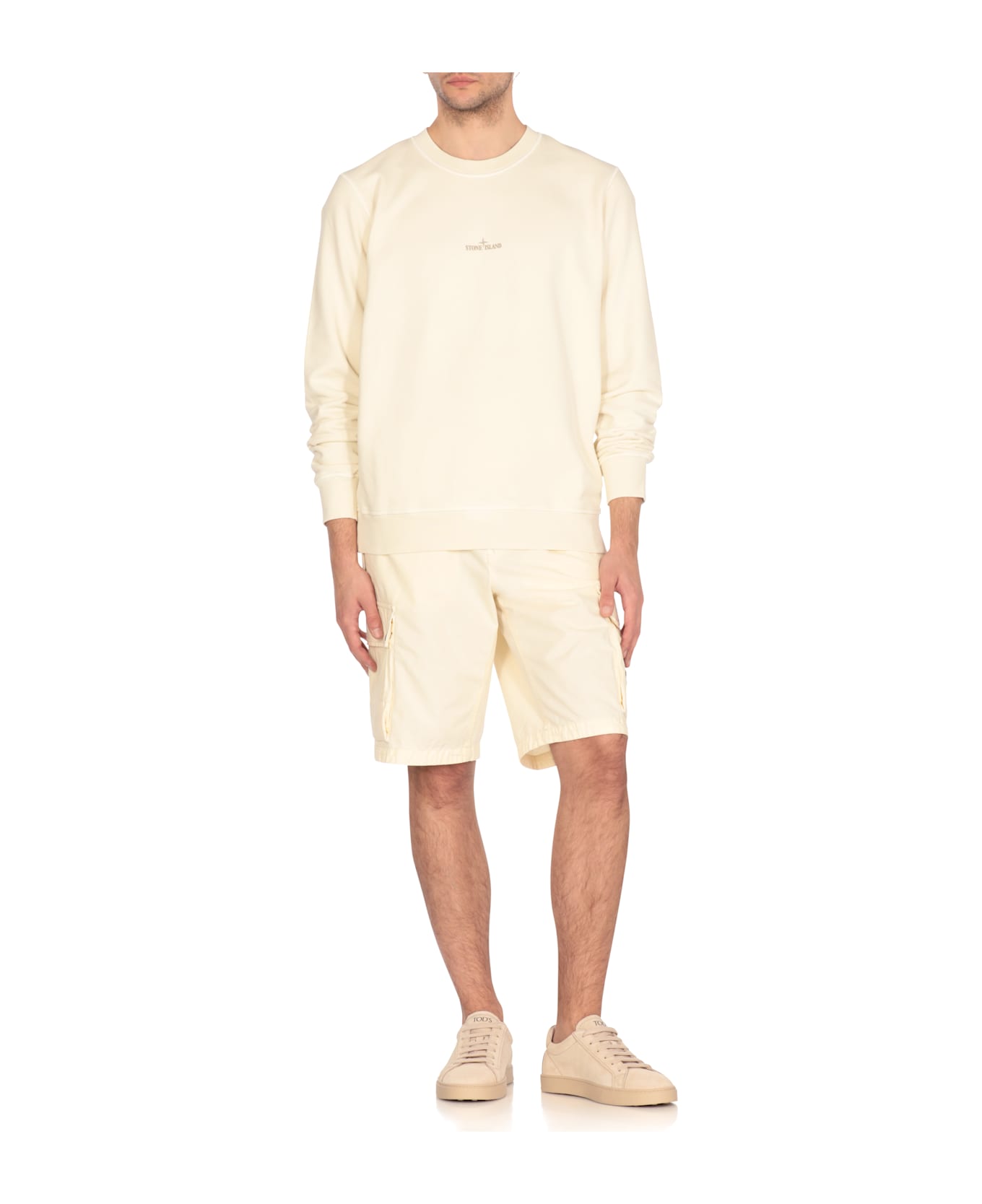 Stone Island Logoed Bermuda Shorts - Ivory