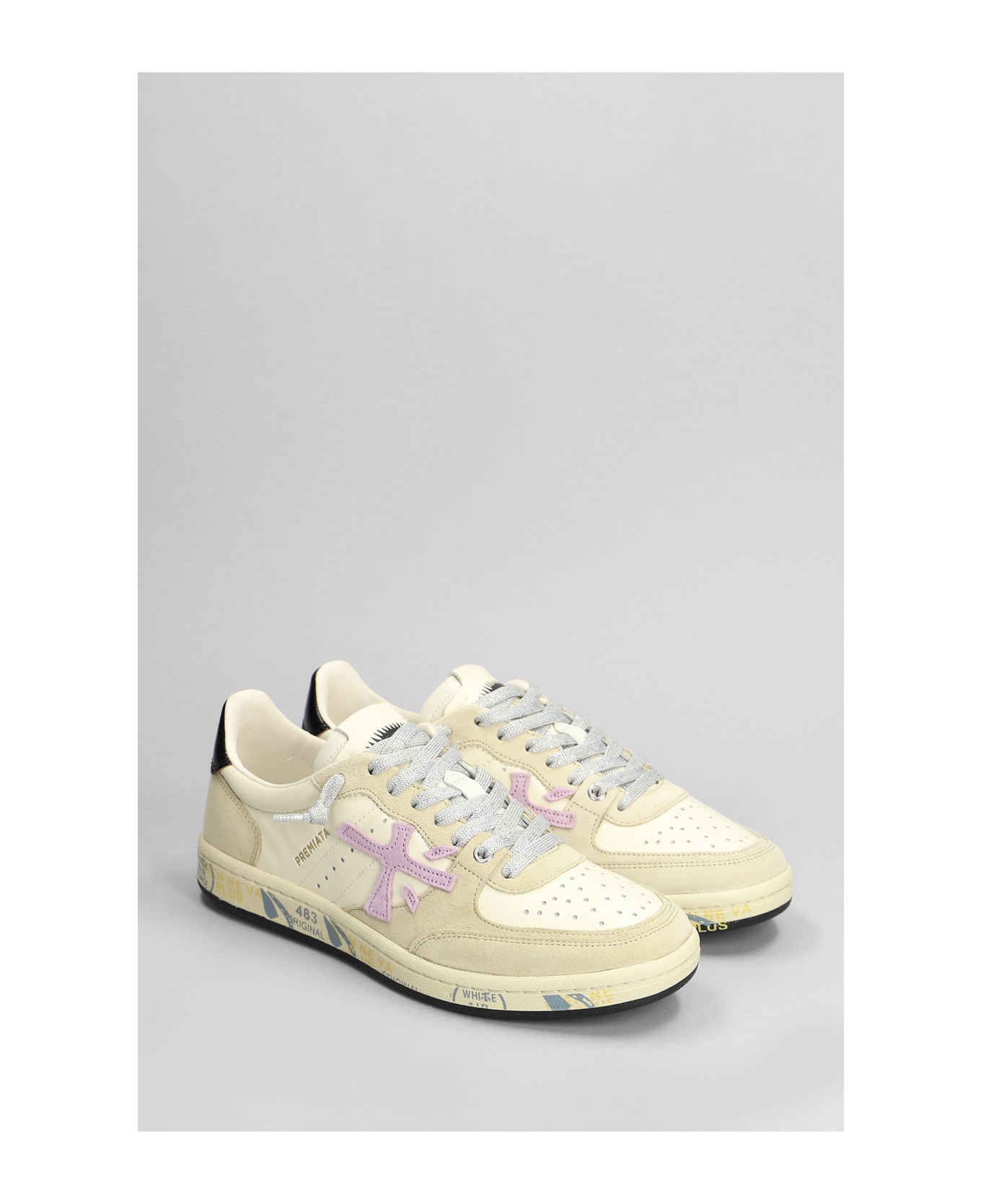 Premiata Bskt Clay Sneakers In Beige Suede And Leather スニーカー