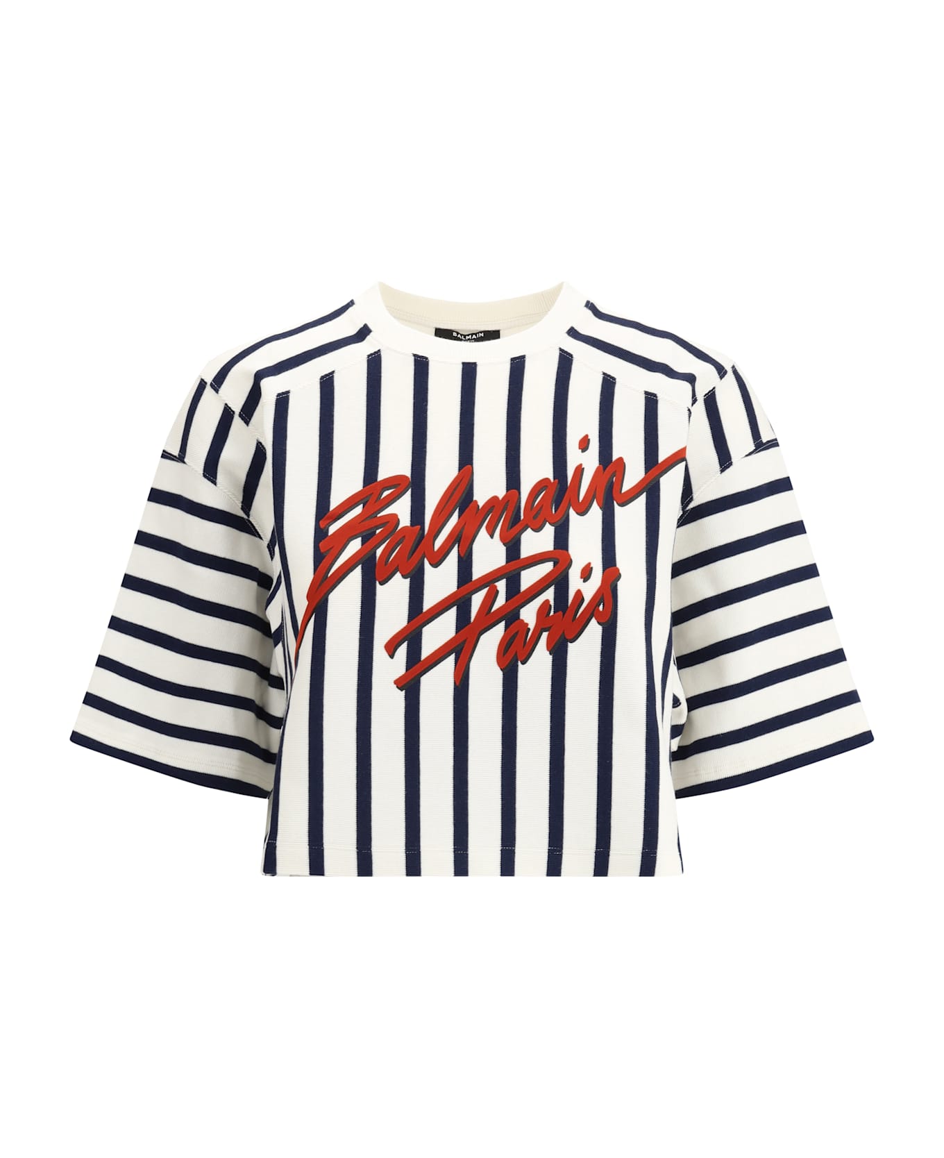 Balmain T-shirt - CrÈme/marine/rouge