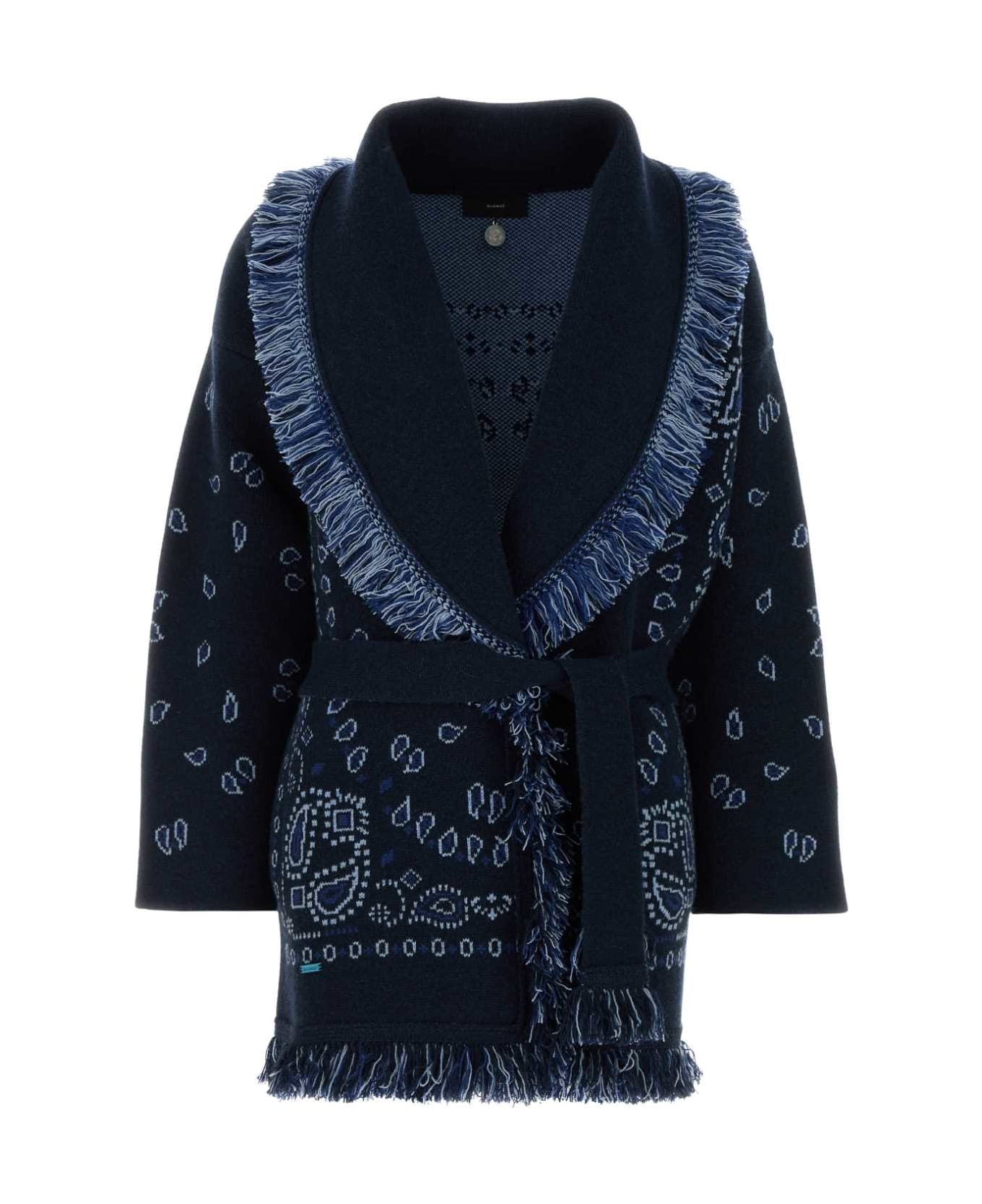 Alanui Embroidered Cashmere Bandana Cardigan - MIDNIGHTBLUE
