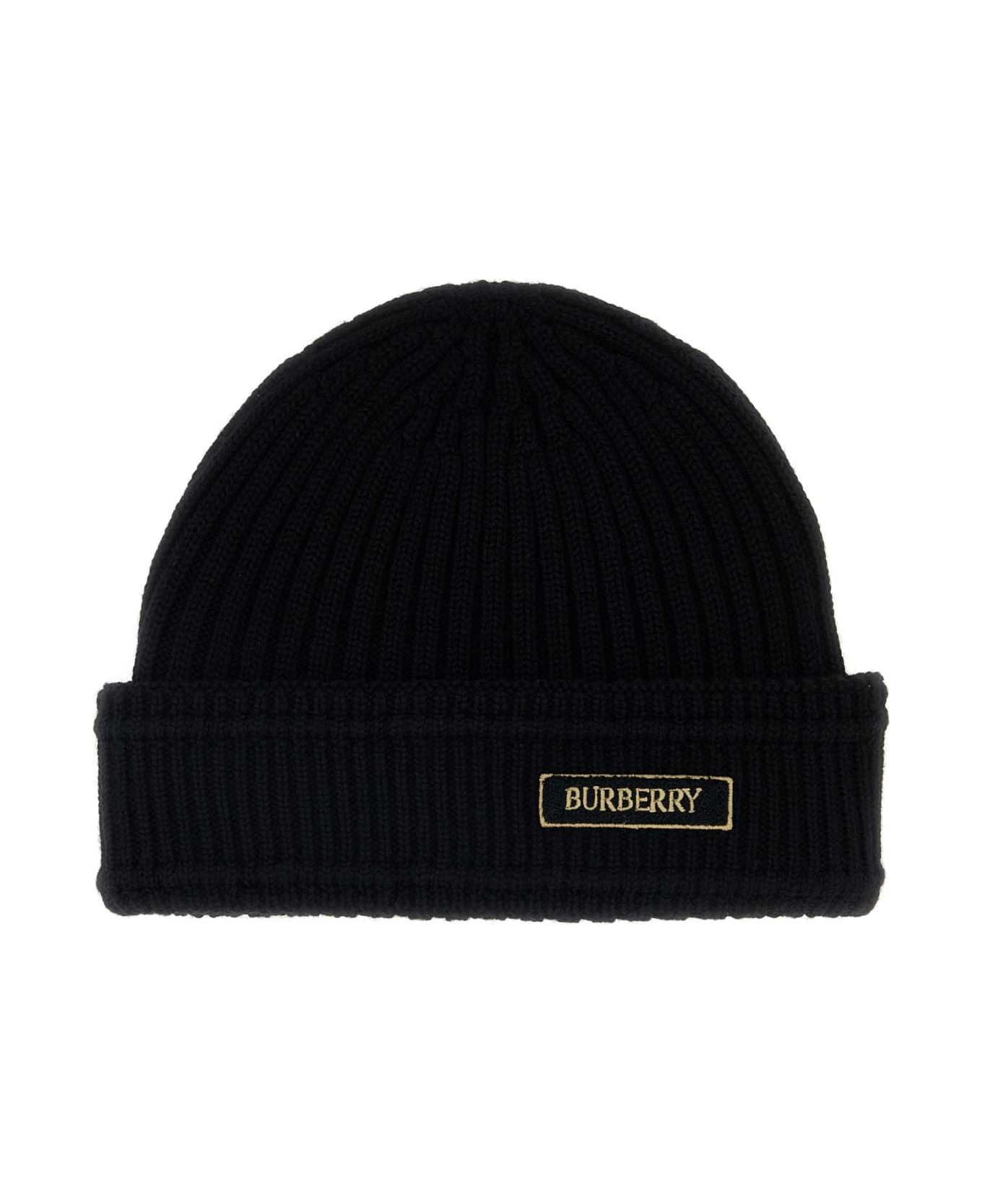 Burberry Black Wool Beanie - BLACK