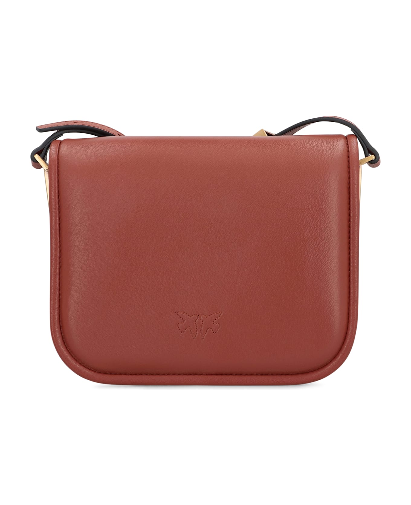 Pinko Love Box Fl Mini Leather Crossbody Bag - Saddle Brown