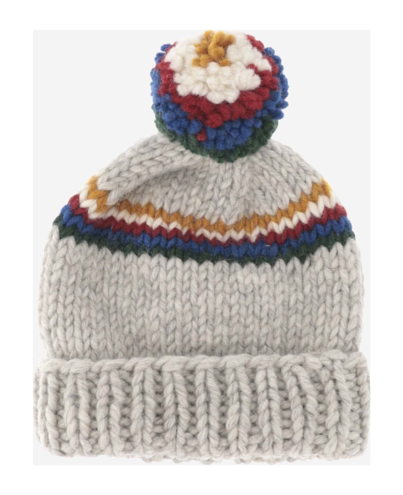 Myssy Wool Beanie Hat With Pom Pon - Red
