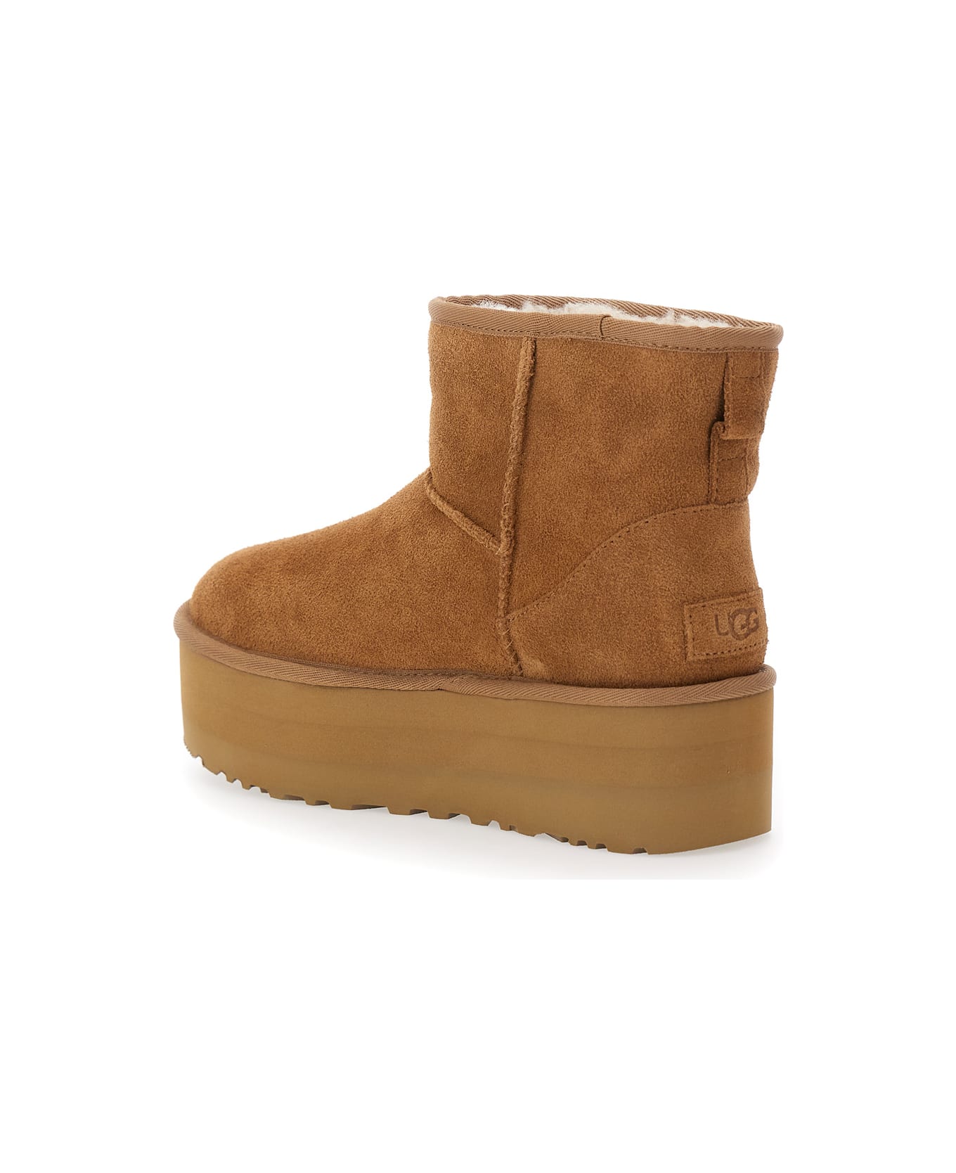 UGG 'classic Mini Platform' Beige Ankle Boots With Platform In Suede Woman - Beige