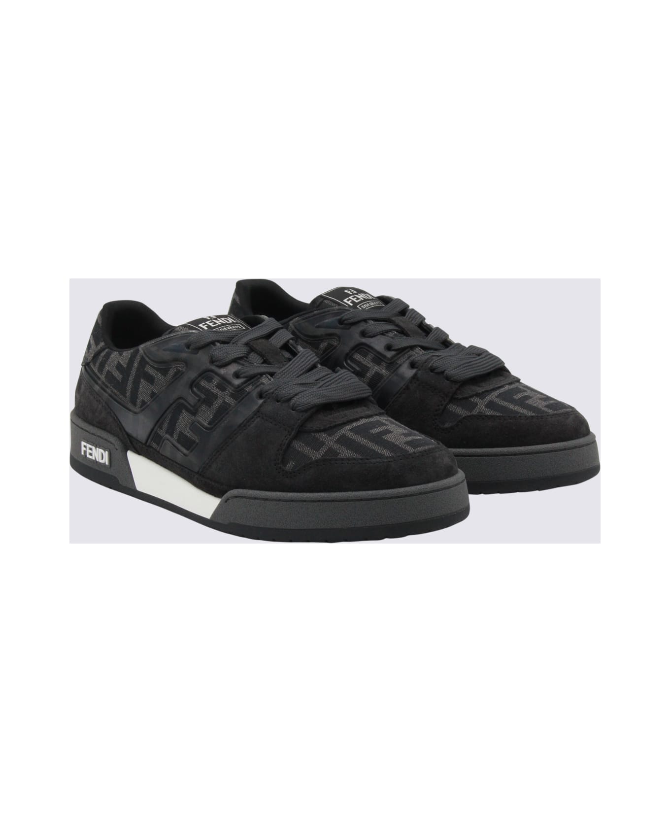 Fendi Black And Grey Leather Sneakers - NERO + GREY