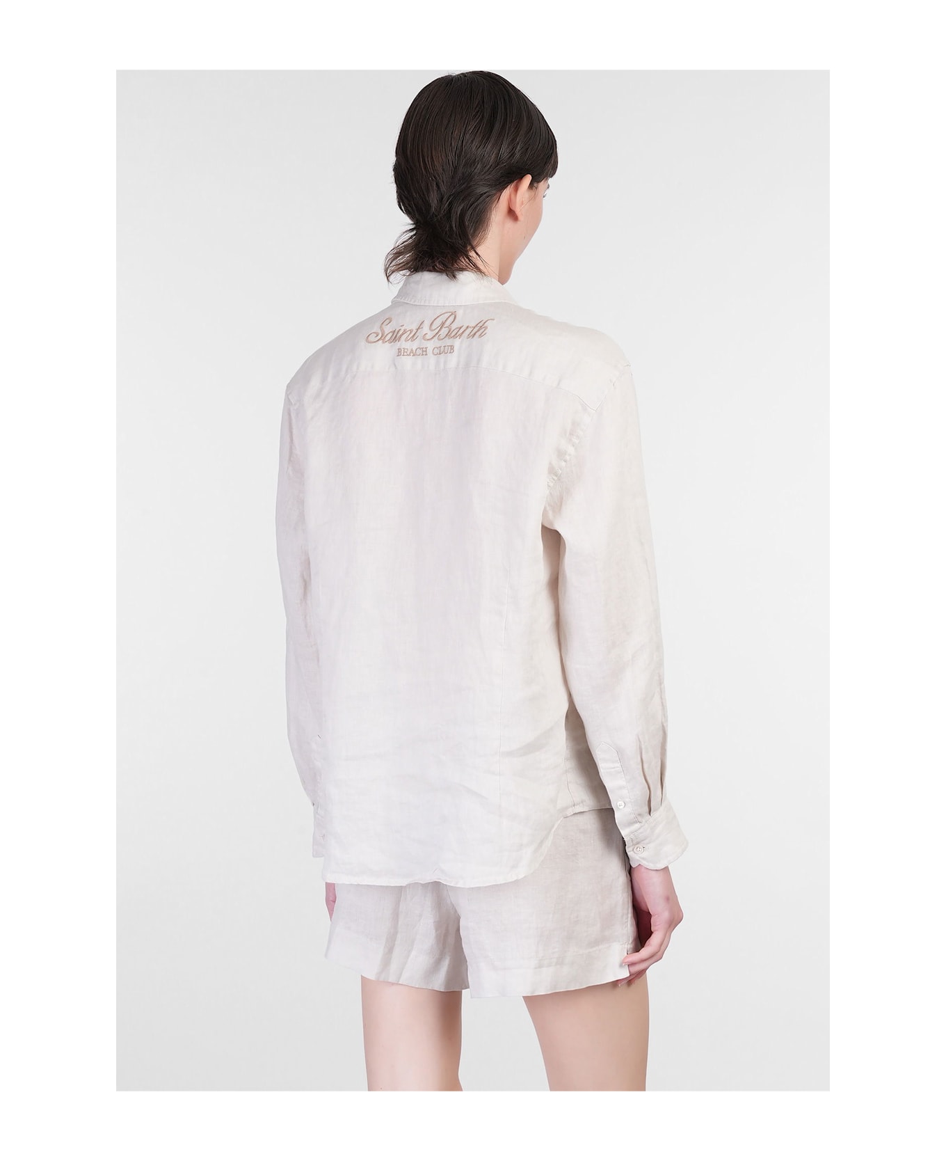 MC2 Saint Barth Meredith Shirt In Taupe Linen - taupe