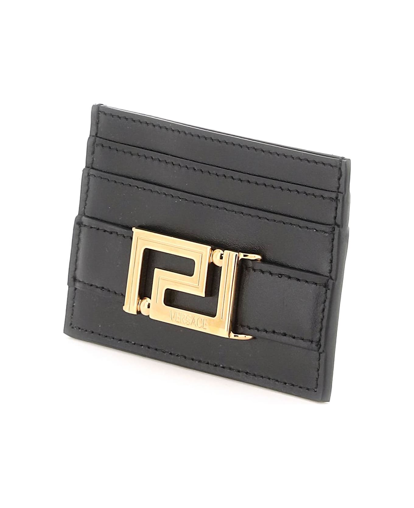 Versace Greca Goddess Leather Card Holder - black