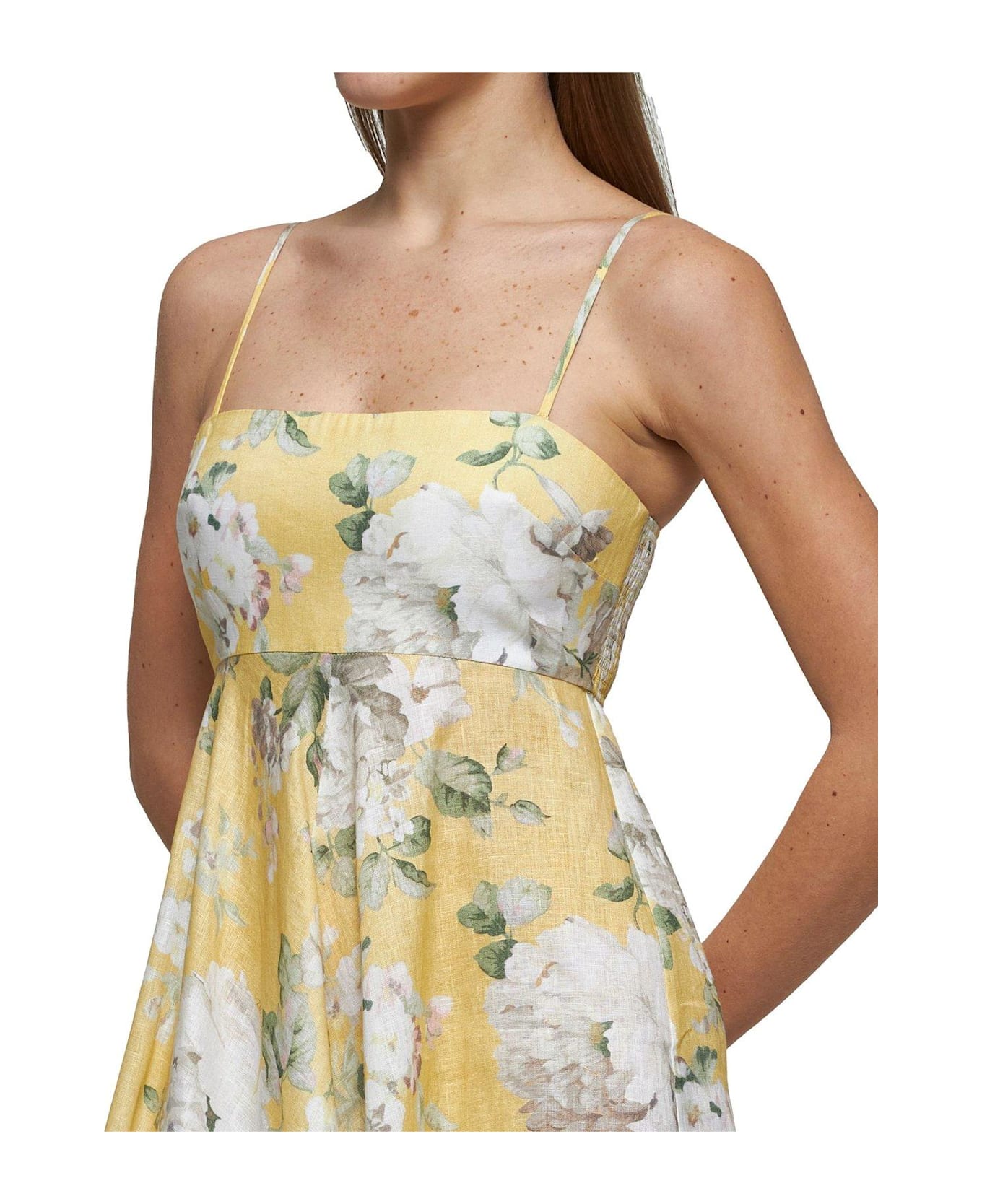 Zimmermann Acacia Floral Printed Midi Dress - Yellow