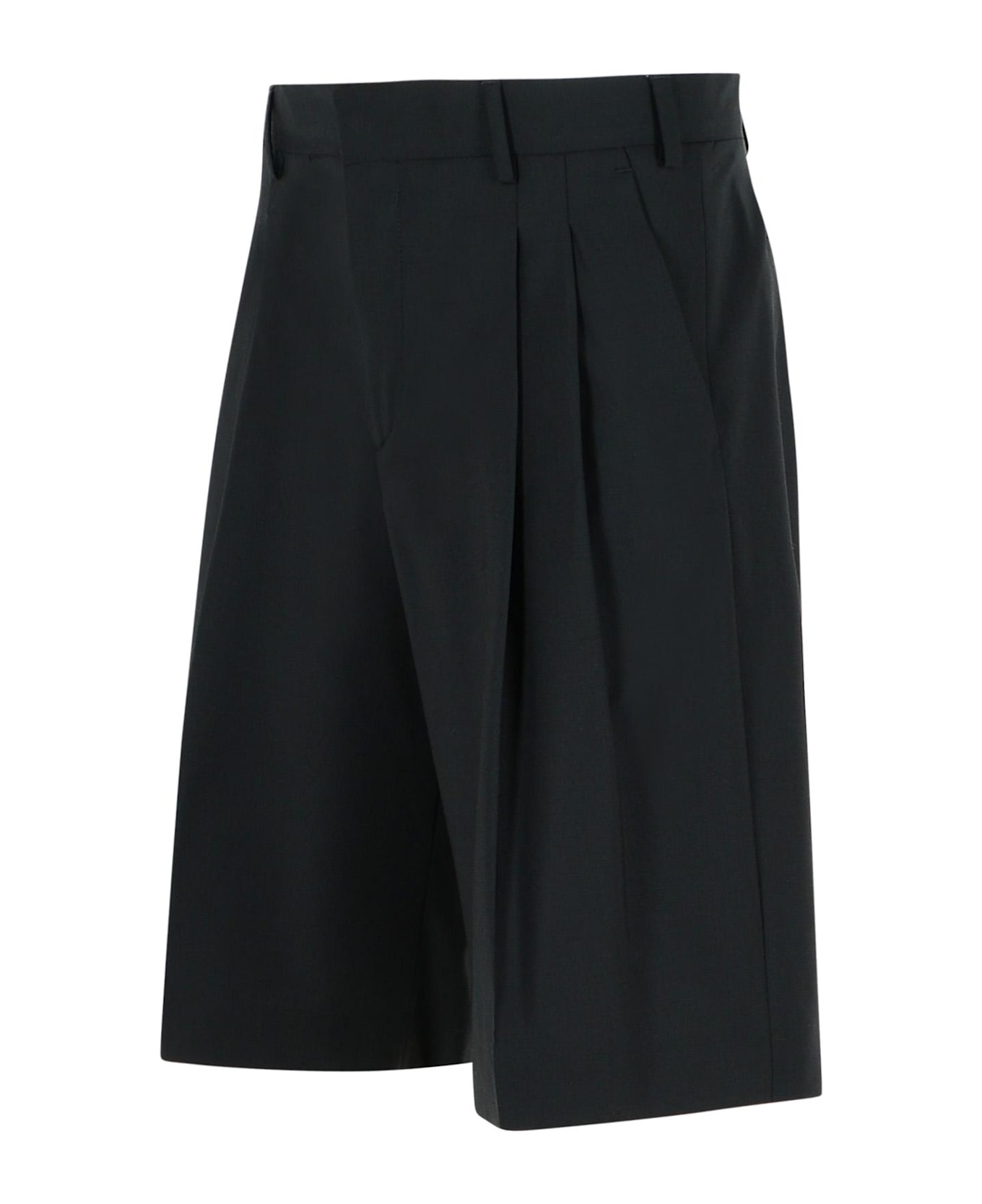 Laneus Black Virgin Wool Bermuda Shorts - Nero