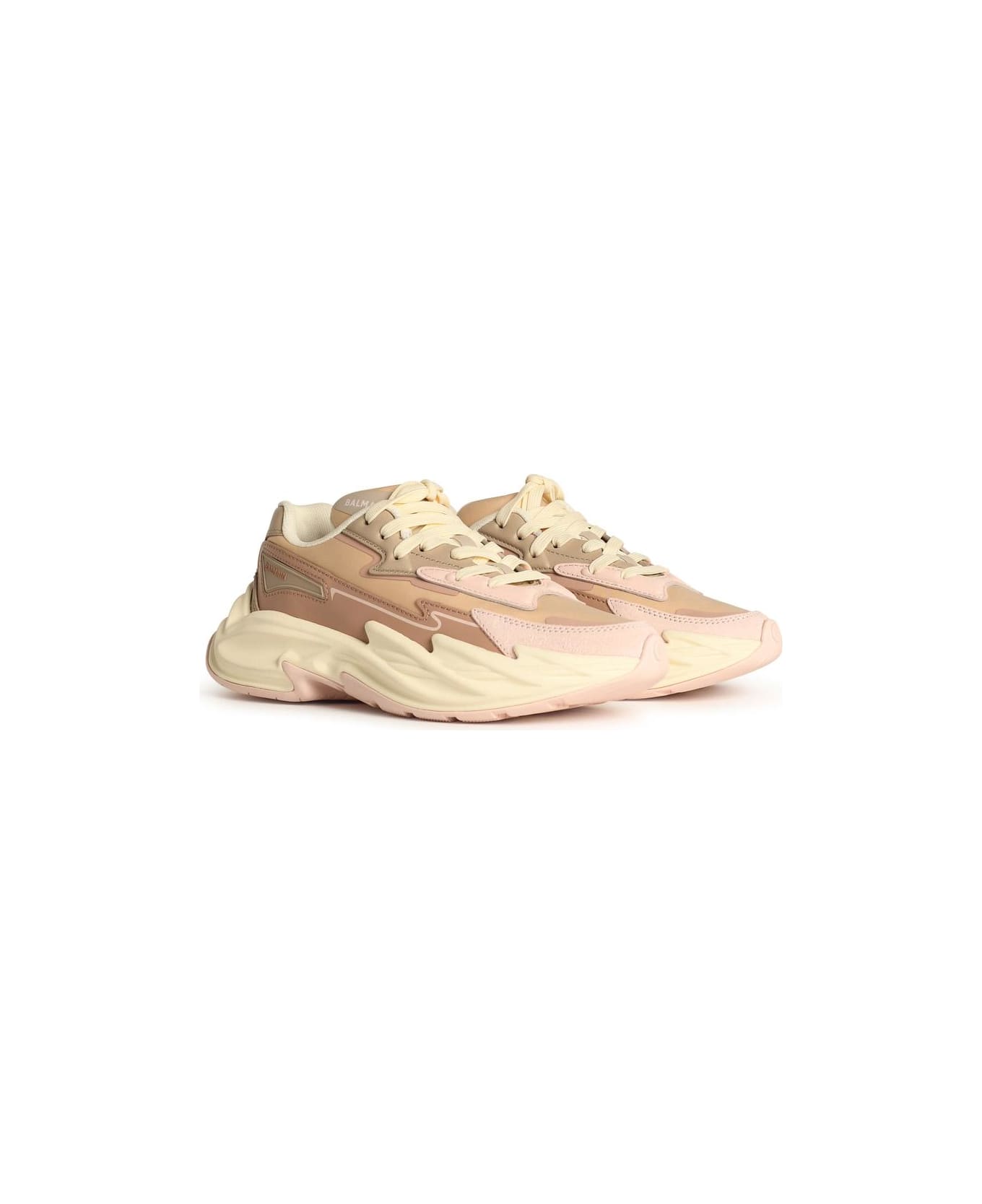 Balmain Pink Leather Blend Sneakers - Pink