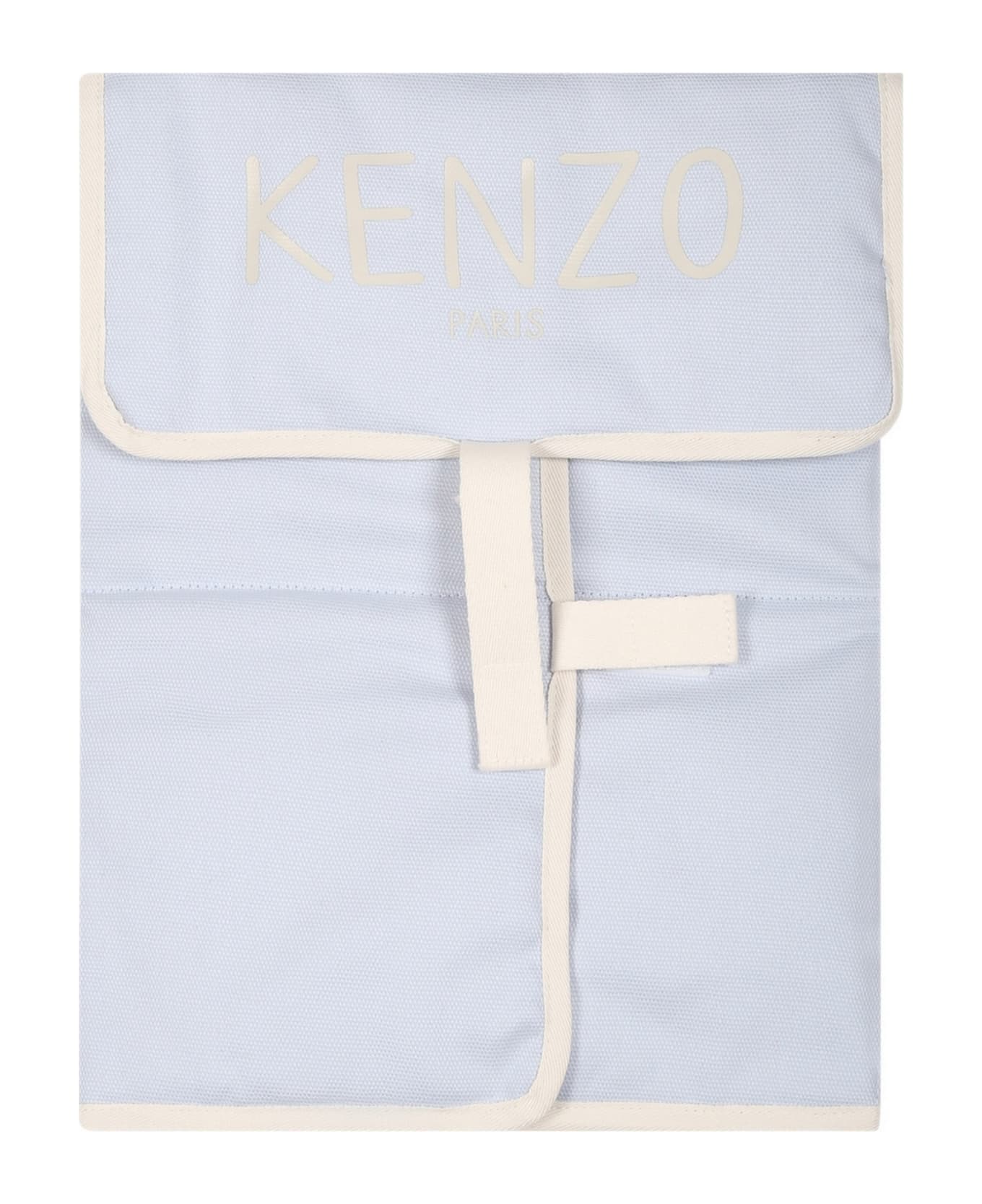 Kenzo Kids Light Blue Changing Bag For Baby Boy With Logo - Light Blue