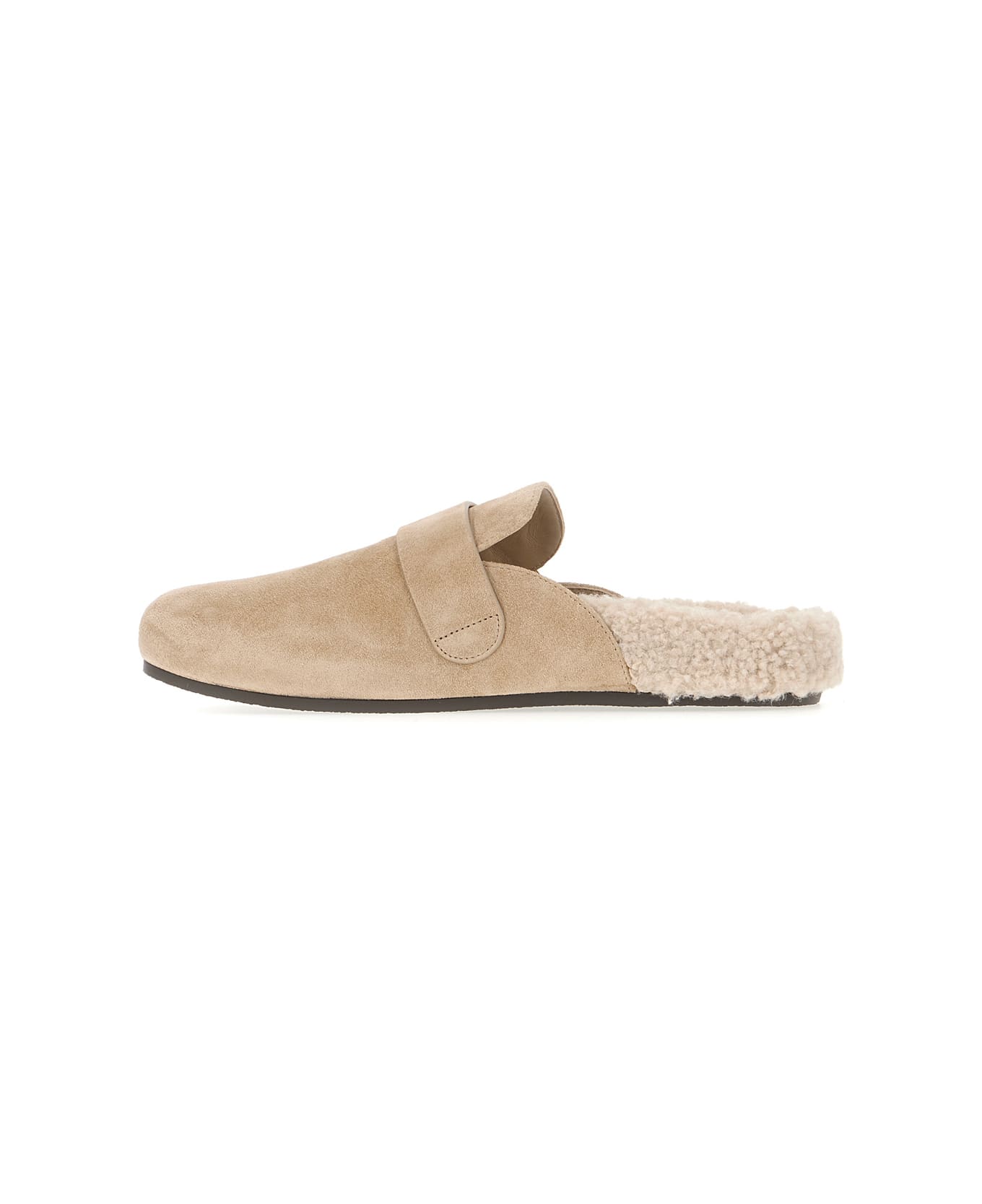 Tory Burch Cappuccino Suede Mellow Slippers - NOISETTE TAUPE