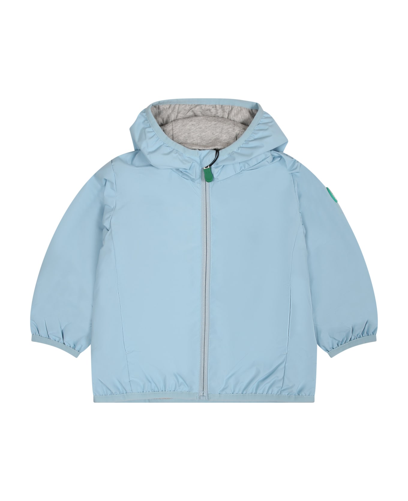 Save the Duck Light Blue Windbreaker For Kids With Logo - Light Blue