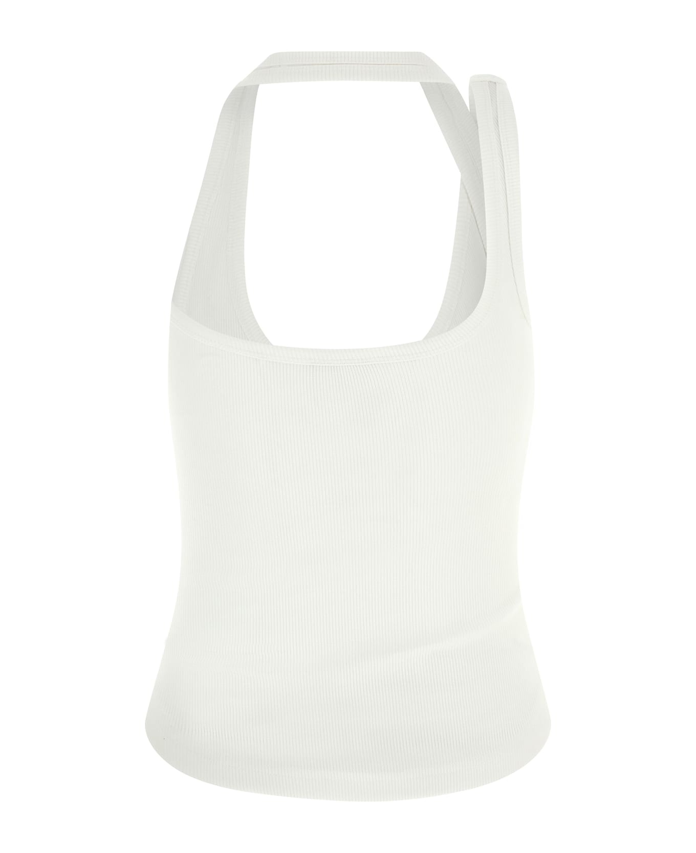 Courrèges 
asymmetrical Buckel
 Tank Top - White