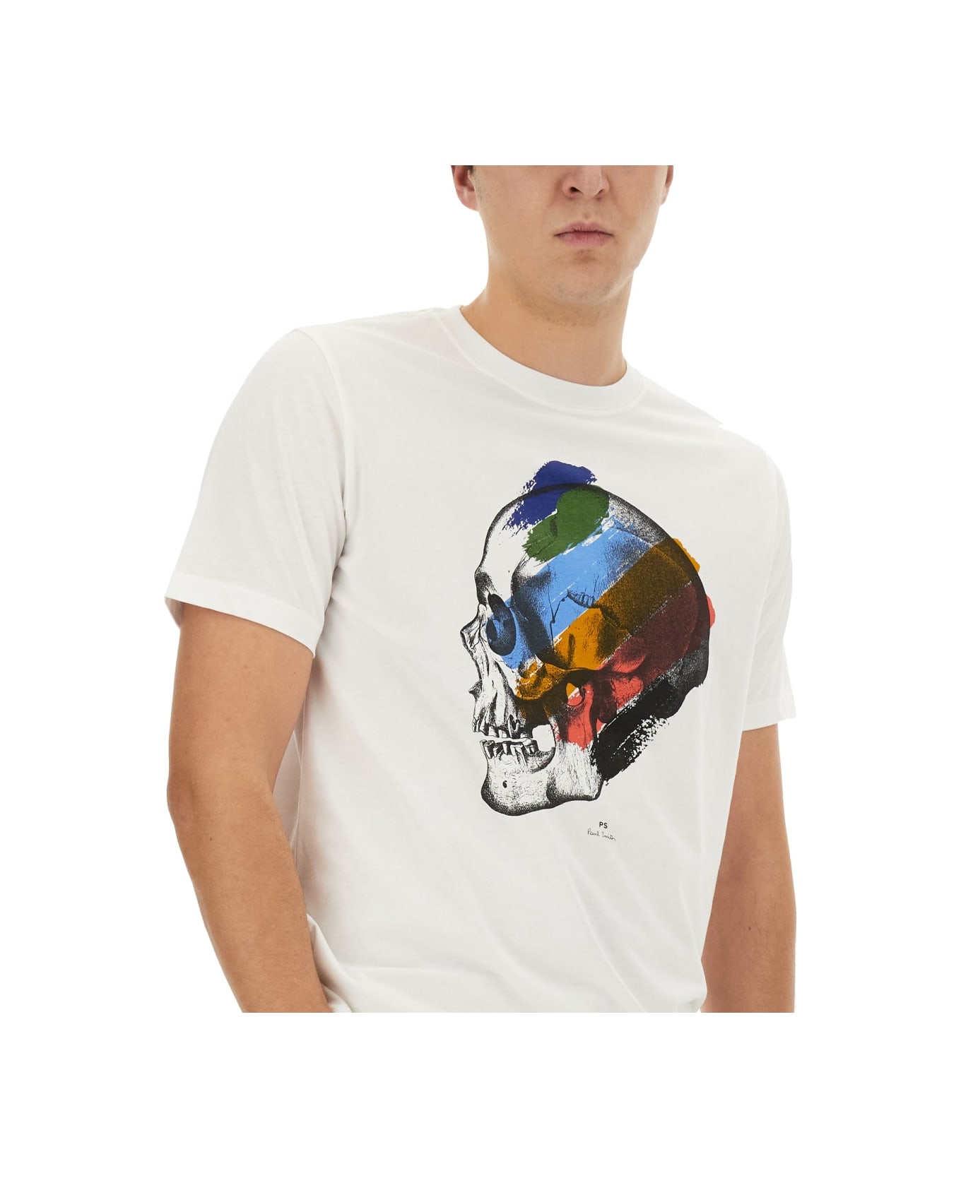 PS by Paul Smith Skull Stripe Print T-shirt - WHITE