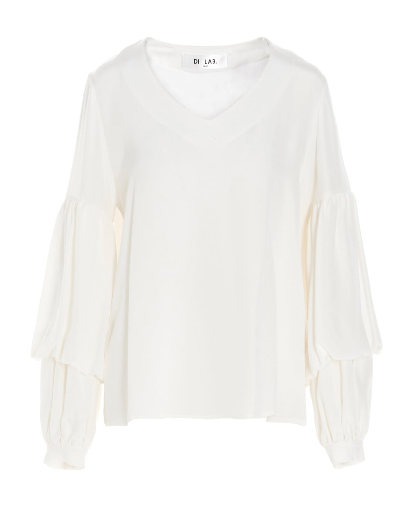 Di.La3 Pari
 Puff-sleeve Silk Shirt - White