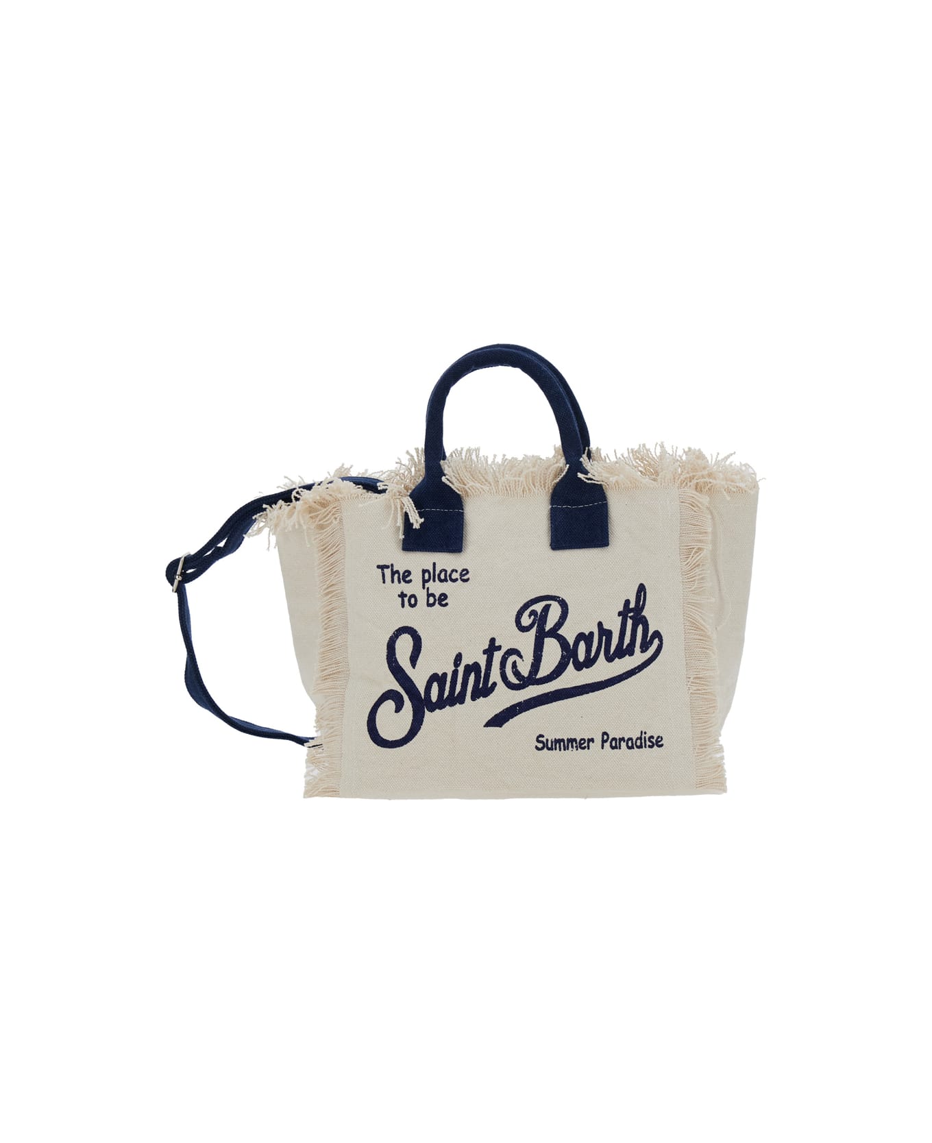 MC2 Saint Barth 'colette' White Handbag With Logo Embroidery On The Front And Adjustable And Removable Shoulder Strap In Cotton Girl - White