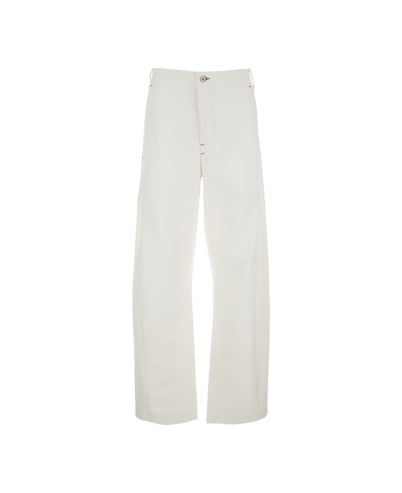 Jacquemus 'le De-nimes Scala' White Pants With Tapered Leg And Belt Loops In Cotton Man - White