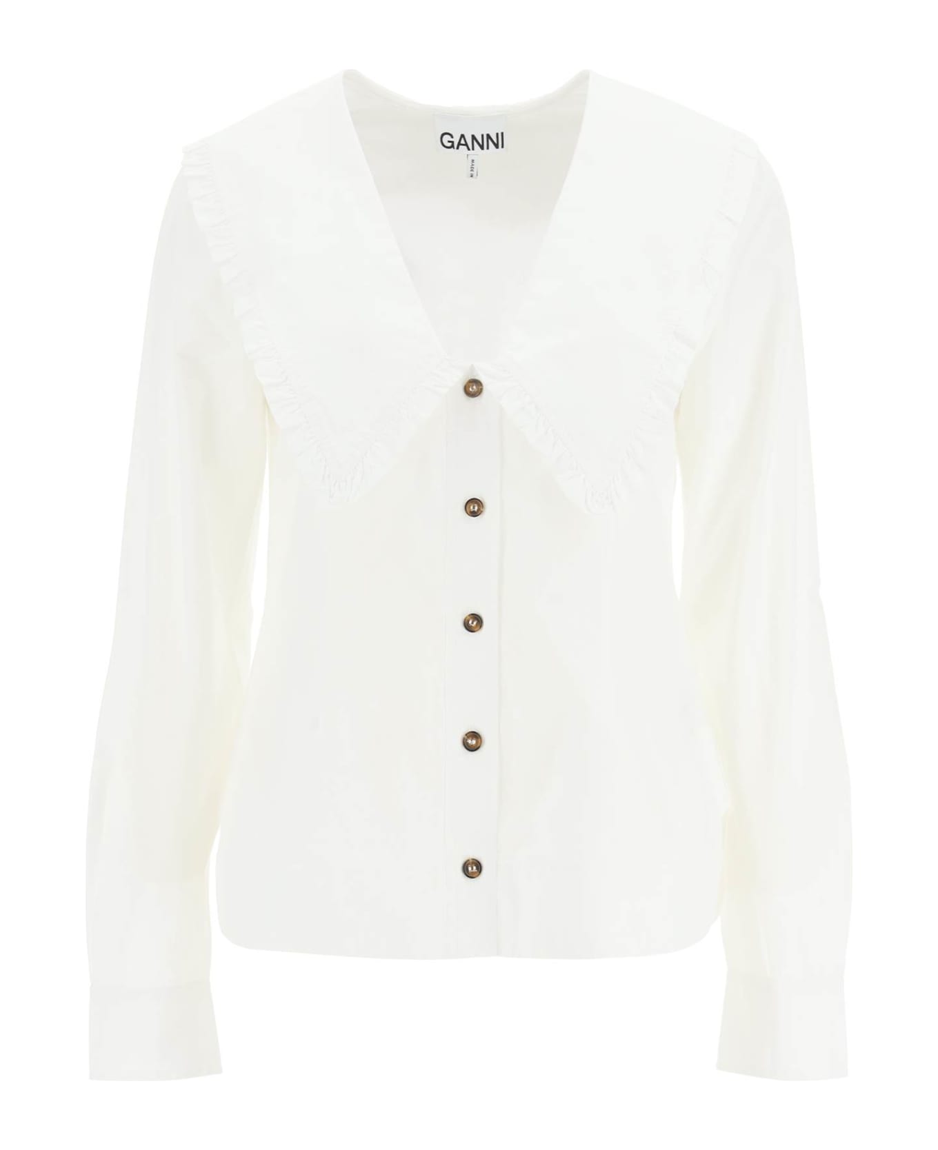 Ganni Cotton Poplin Shirt - White