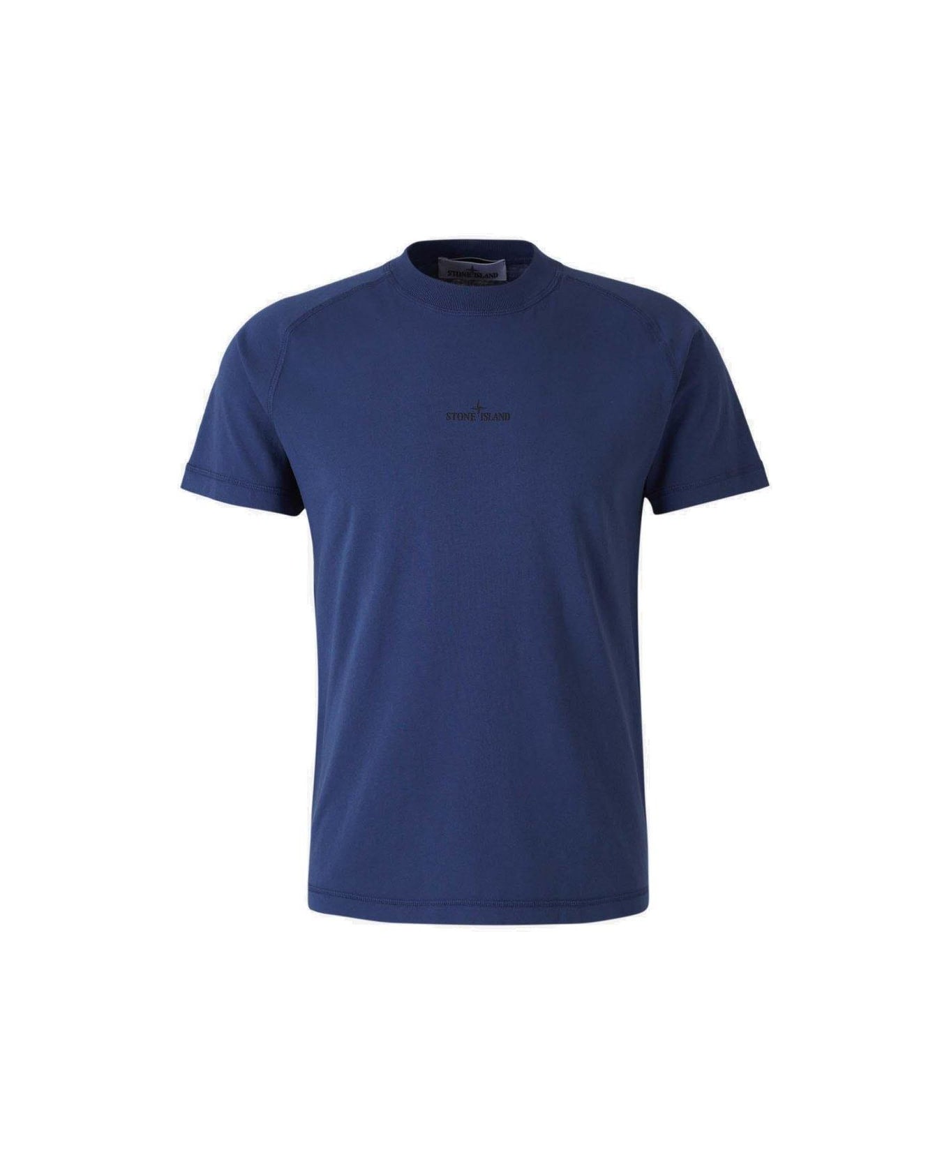 Stone Island Compass-printed Crewneck T-shirt - Blu