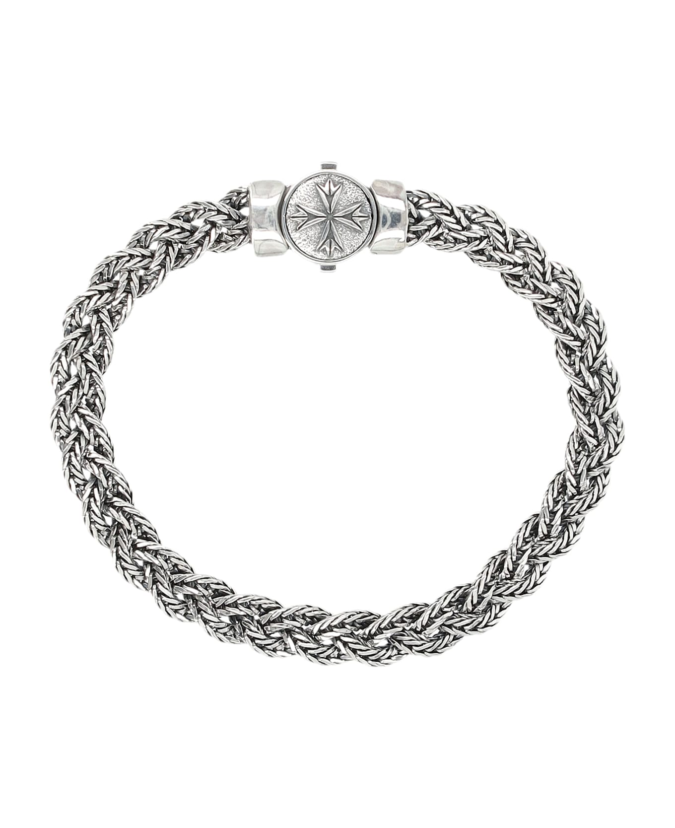 Emanuele Bicocchi Small Diamond-cut Flat Braided Bracelet - SILVER