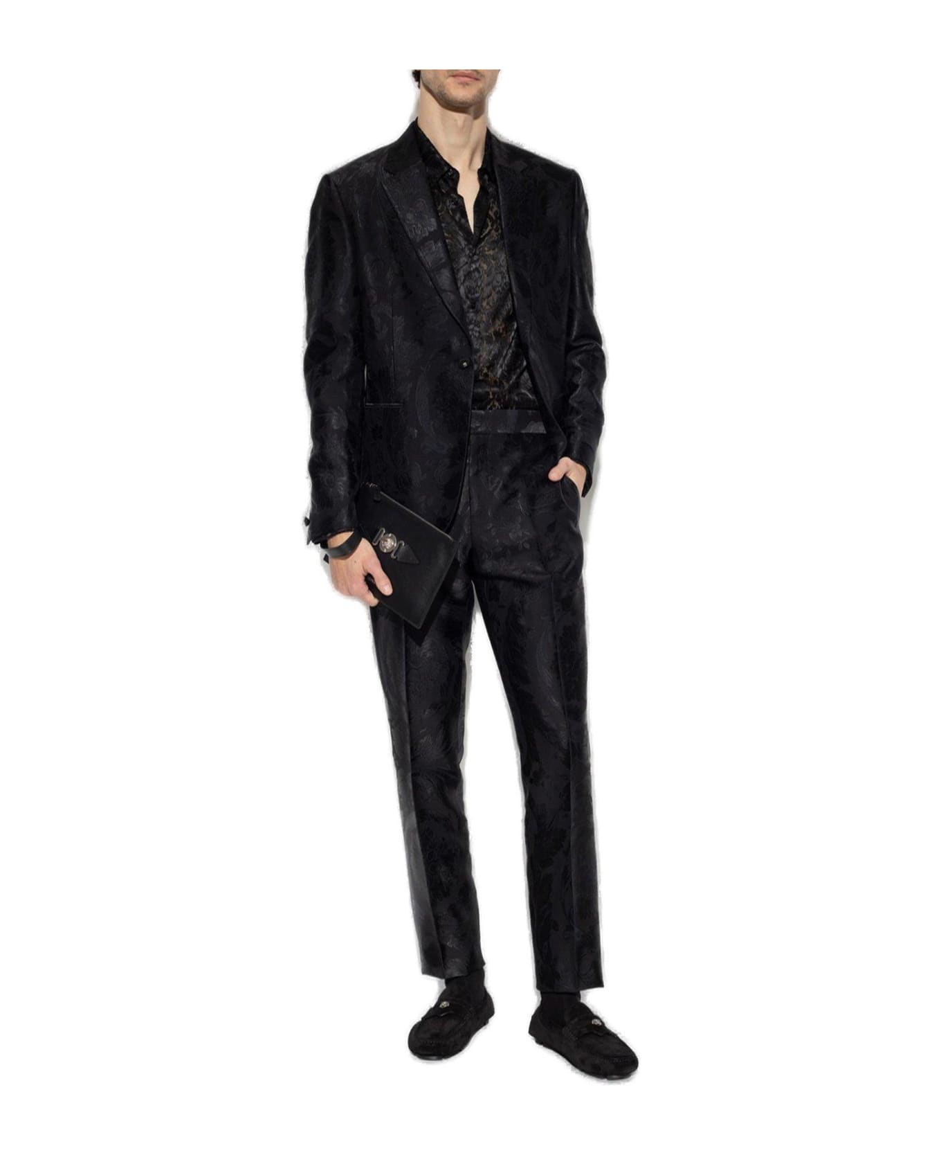 Versace Pleated Tailored Trousers - BLACK ボトムス