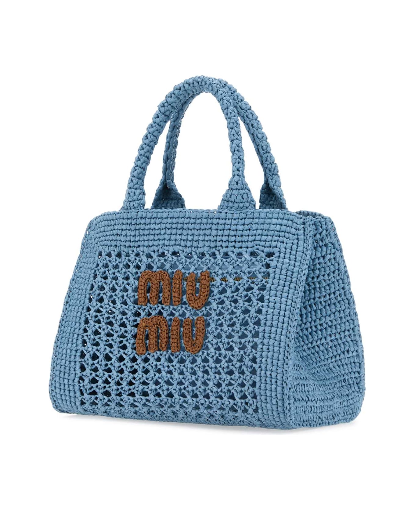 Miu Miu Light Blue Crochet Handbag - CELESTECOGNAC トートバッグ