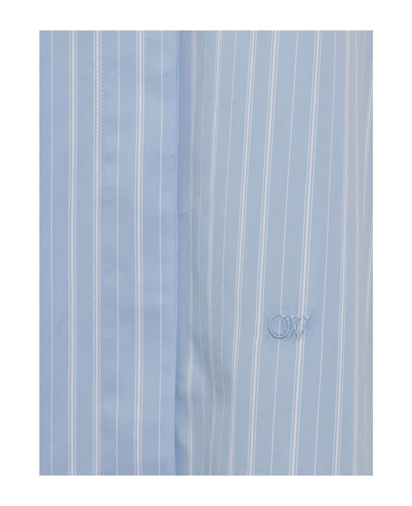 Off-White Embroidered Poplin Shirt Dress - LIGHT BLUE