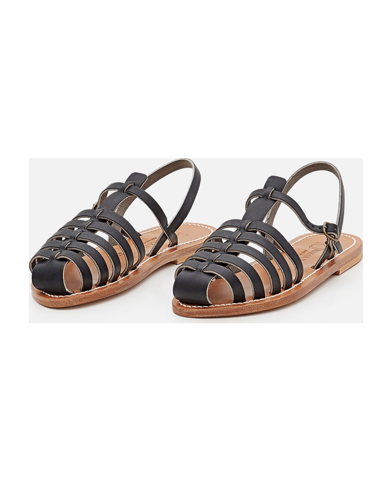 K.Jacques Adrien Leather Sandals - Black