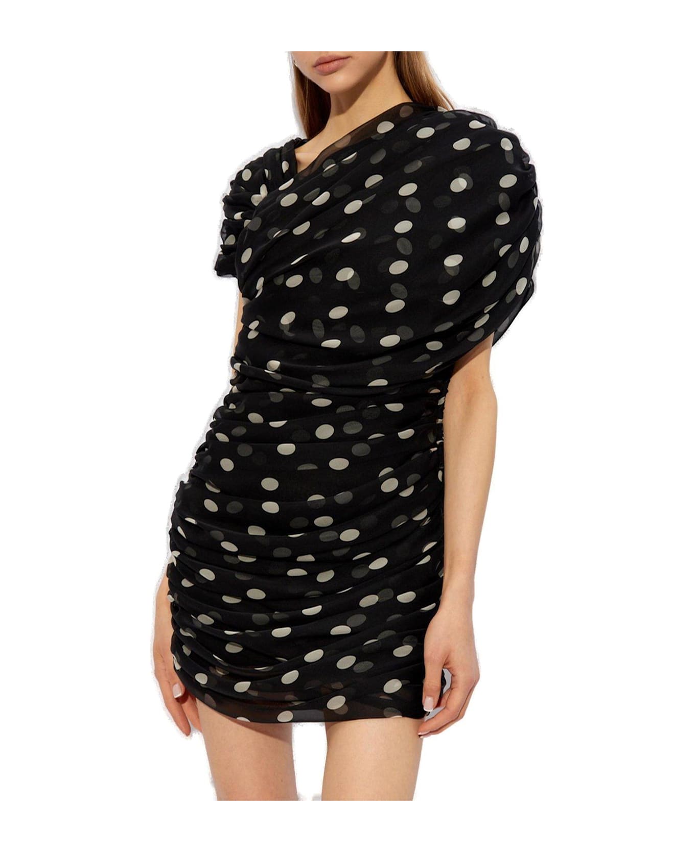 Saint Laurent Ruched Asymmetrical Dress - BLACK