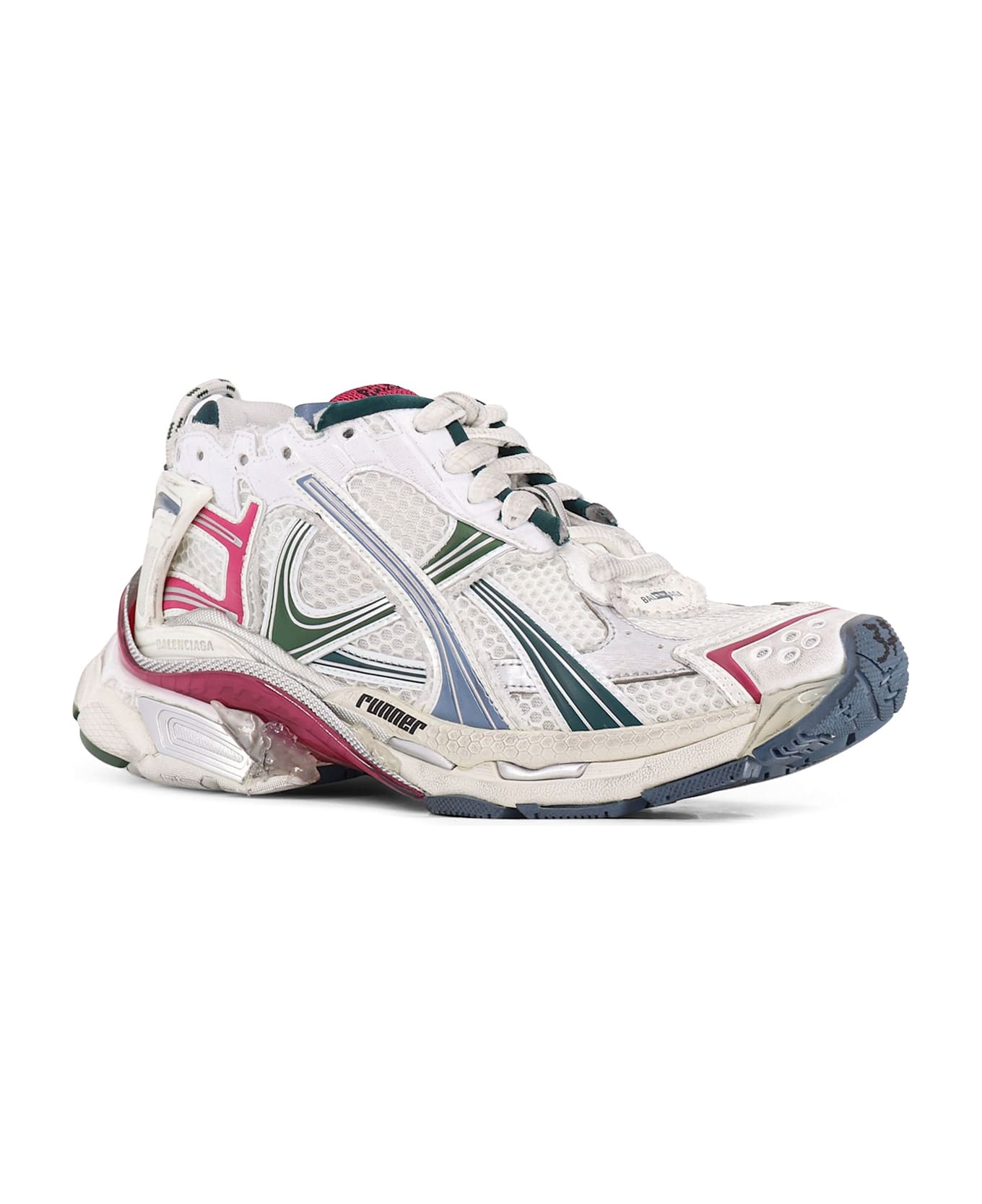 Balenciaga Runner Low-top Mesh Sneakers - WHT/DK GREEN/BLU/PNK