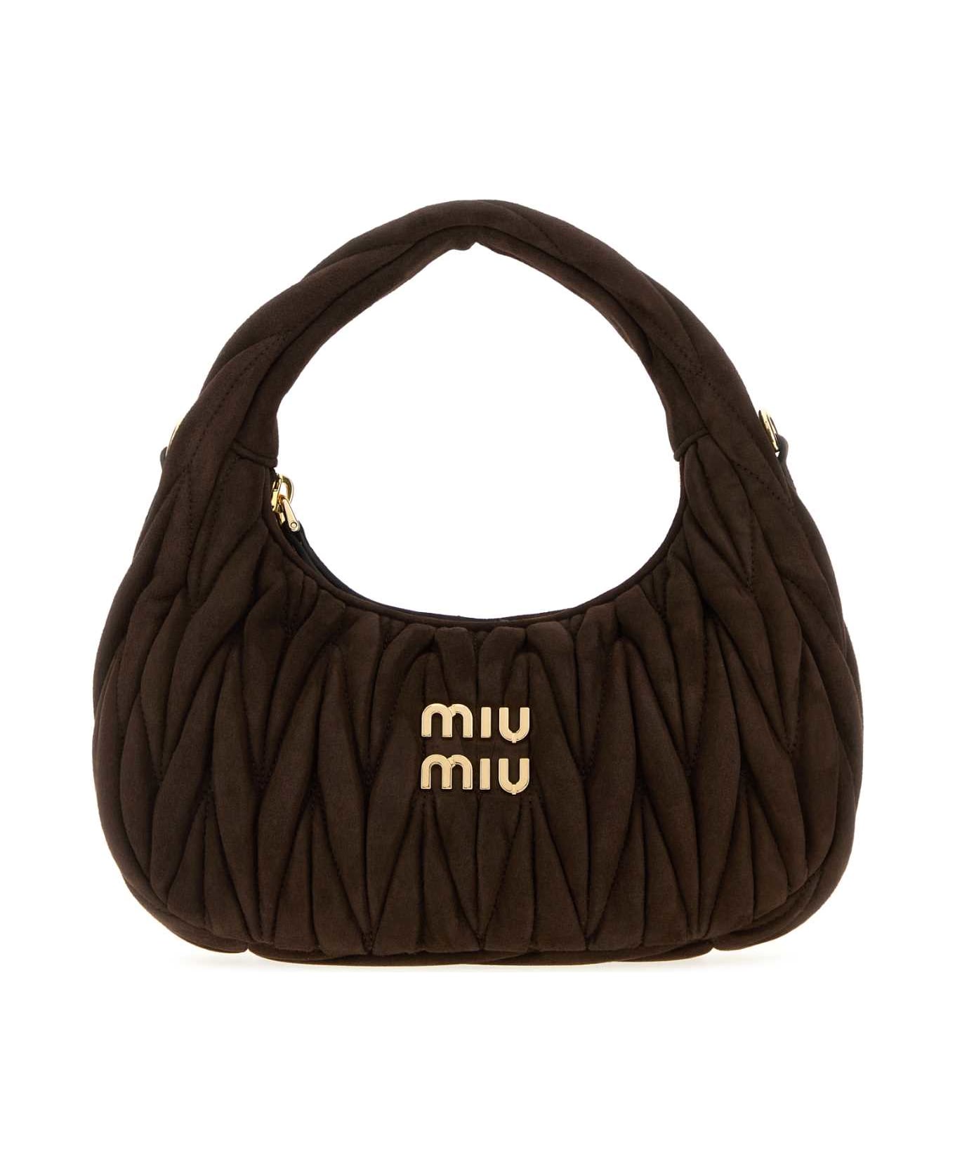 Miu Miu Dark Brown Suede Handbag - MORO