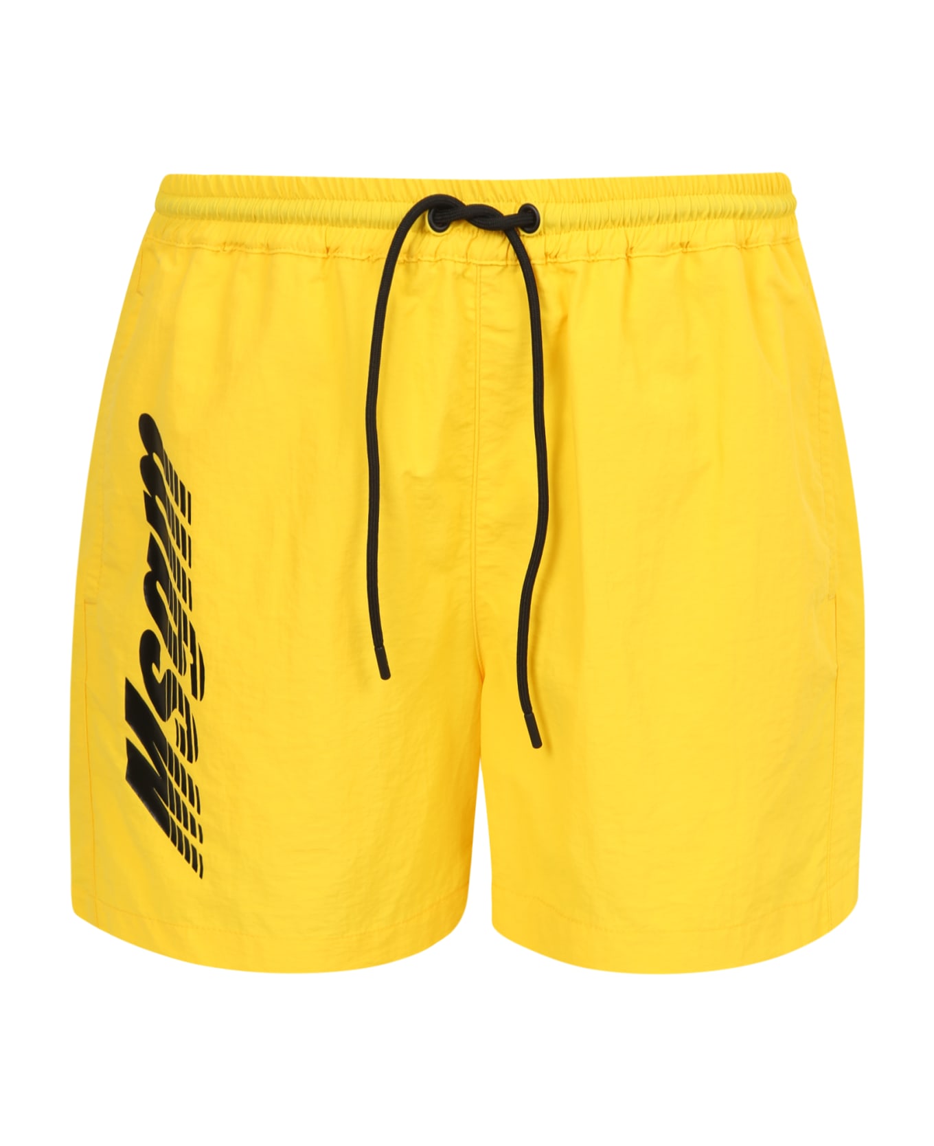 MSGM Logo-print Swim Shorts - Yellow