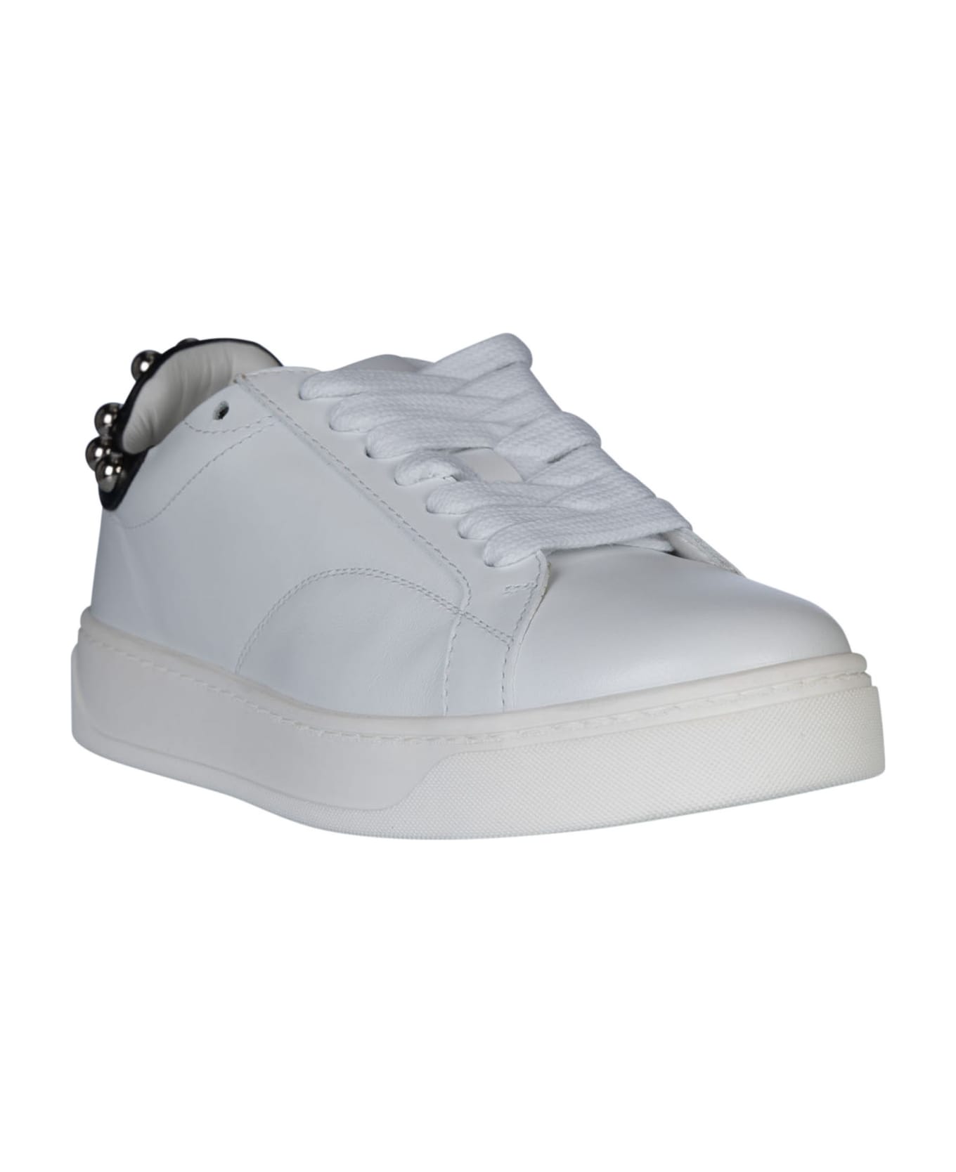 Lanvin Back Studded Sneakers - White/Silver