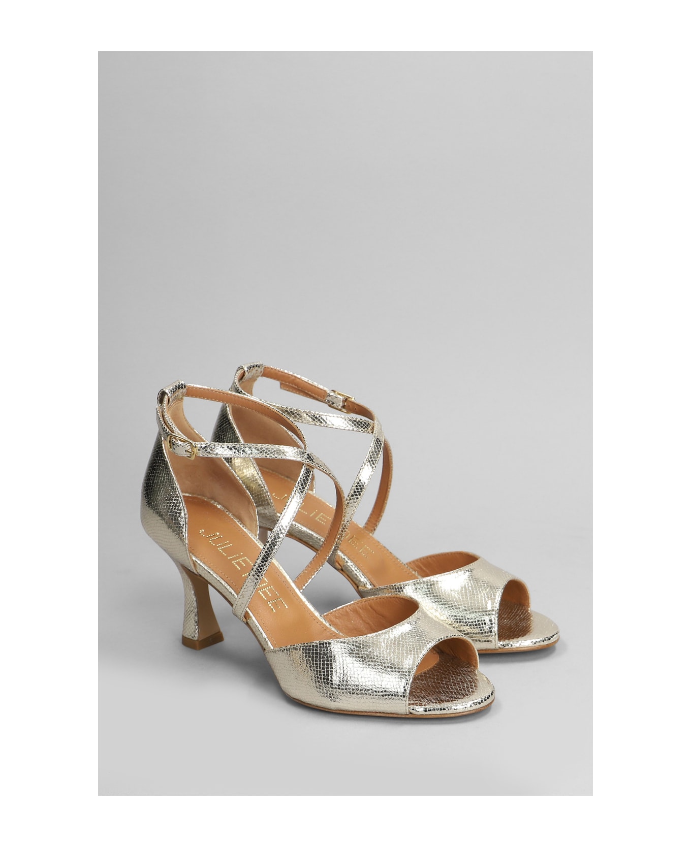 Julie Dee Sandals In Platinum Leather - platinum