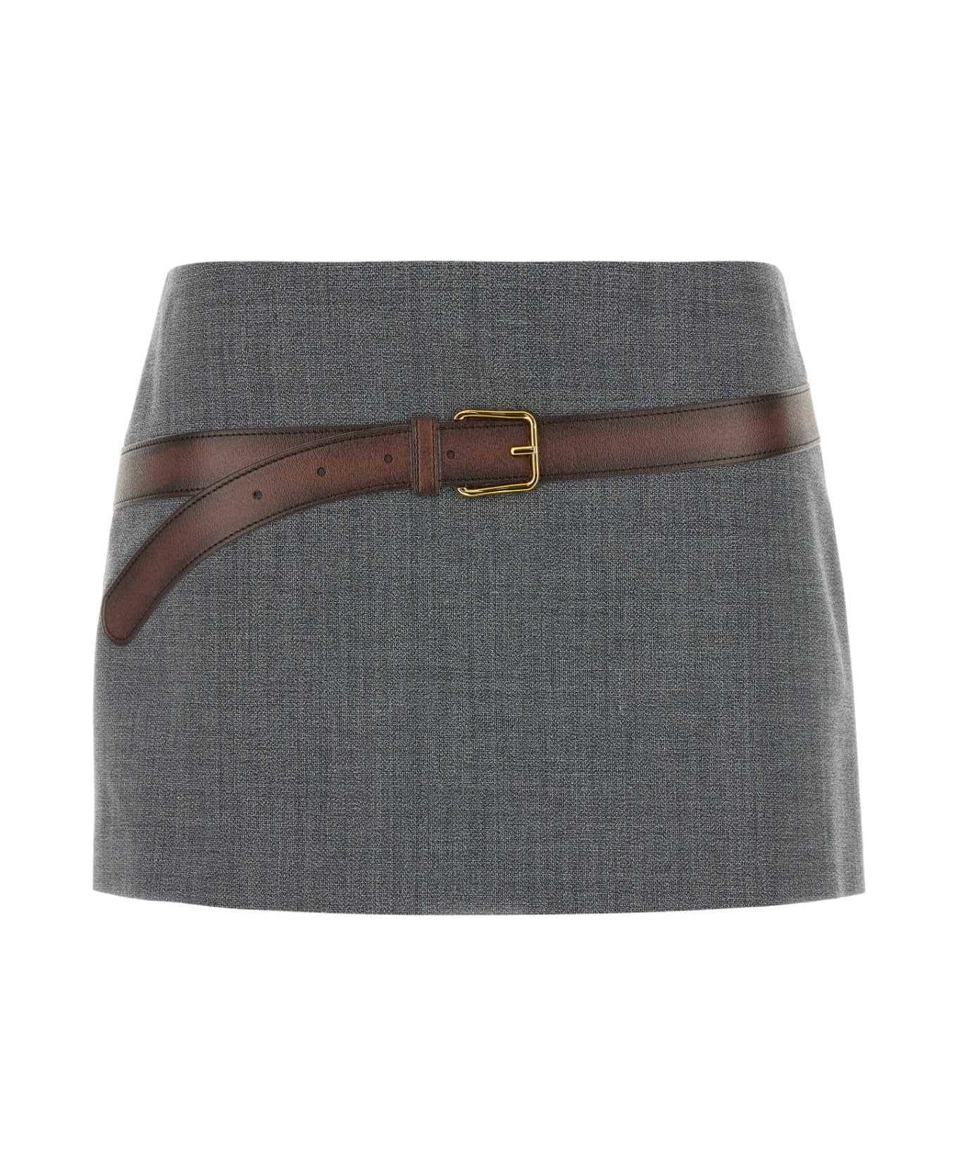 Prada Melange Grey Polyester Blend Mini Skirt - ARDESIA