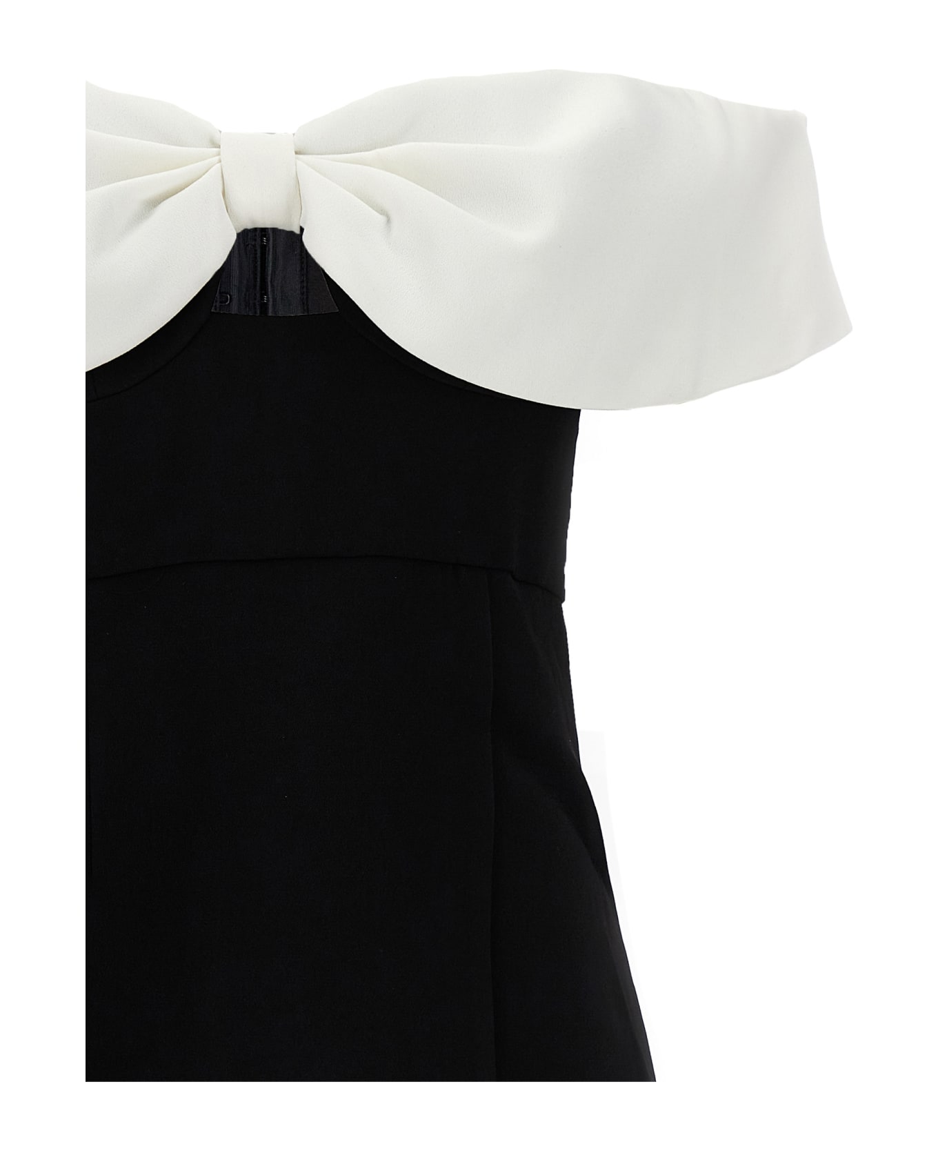 self-portrait 'black Crepe Bow Mini' Dress - White/Black