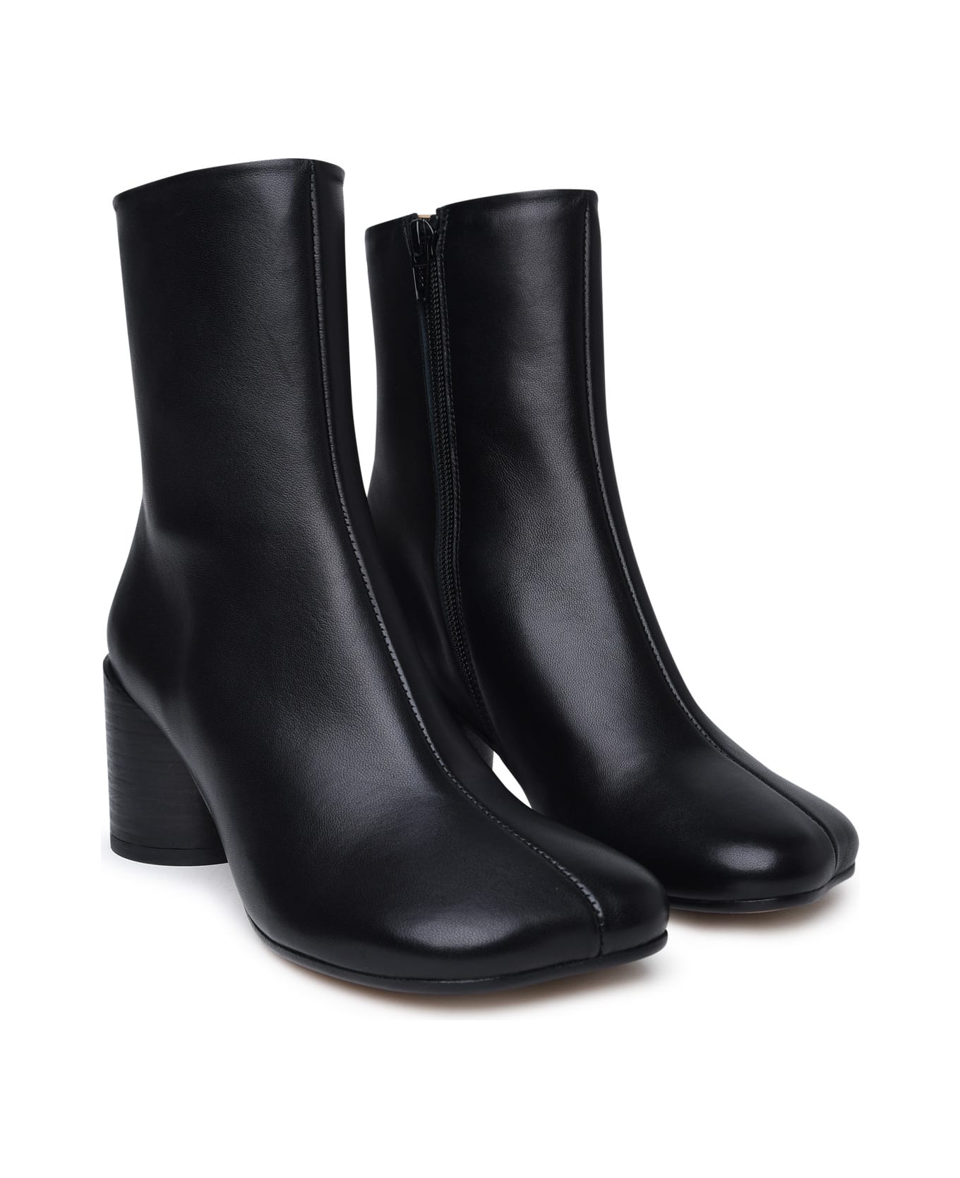 MM6 Maison Margiela Black Leather Ankle Boots - Black ブーツ