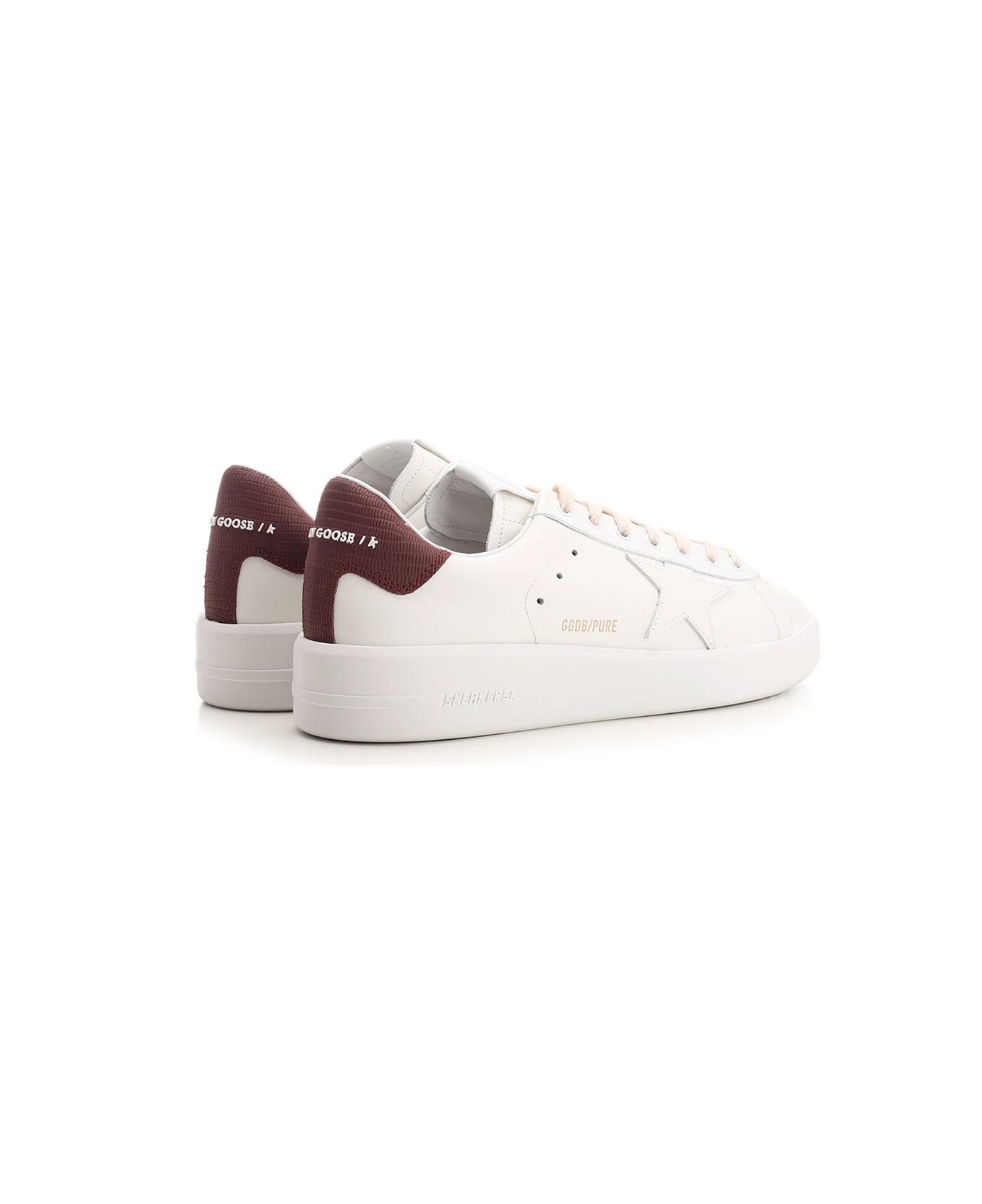 Golden Goose Pure New Leather Sneakers - White/Bordeaux