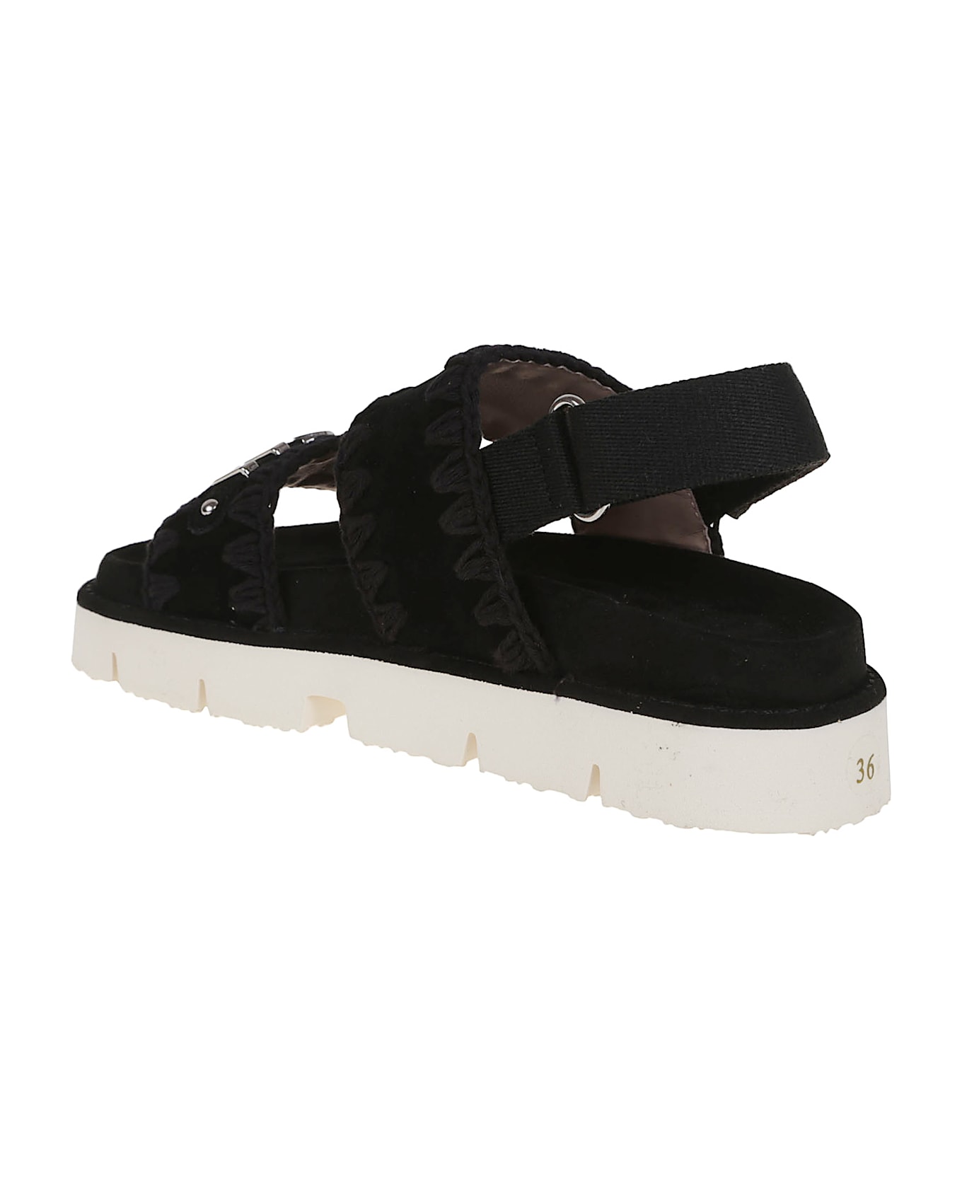 Mou Bio Sandal Suede Met Logo - Bkbk Black Black