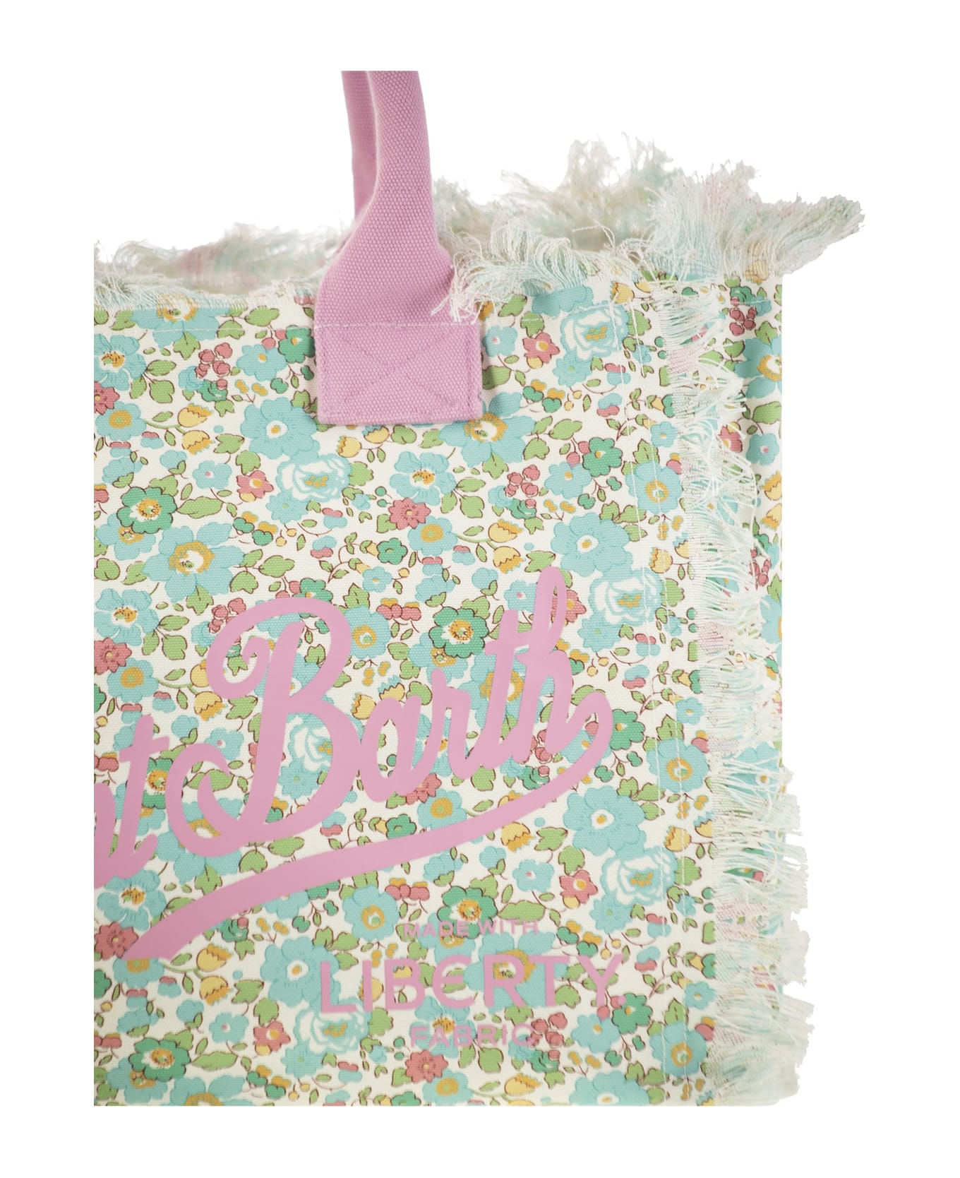 MC2 Saint Barth Vanity - Canvas Bag With Floral Print - Water Green